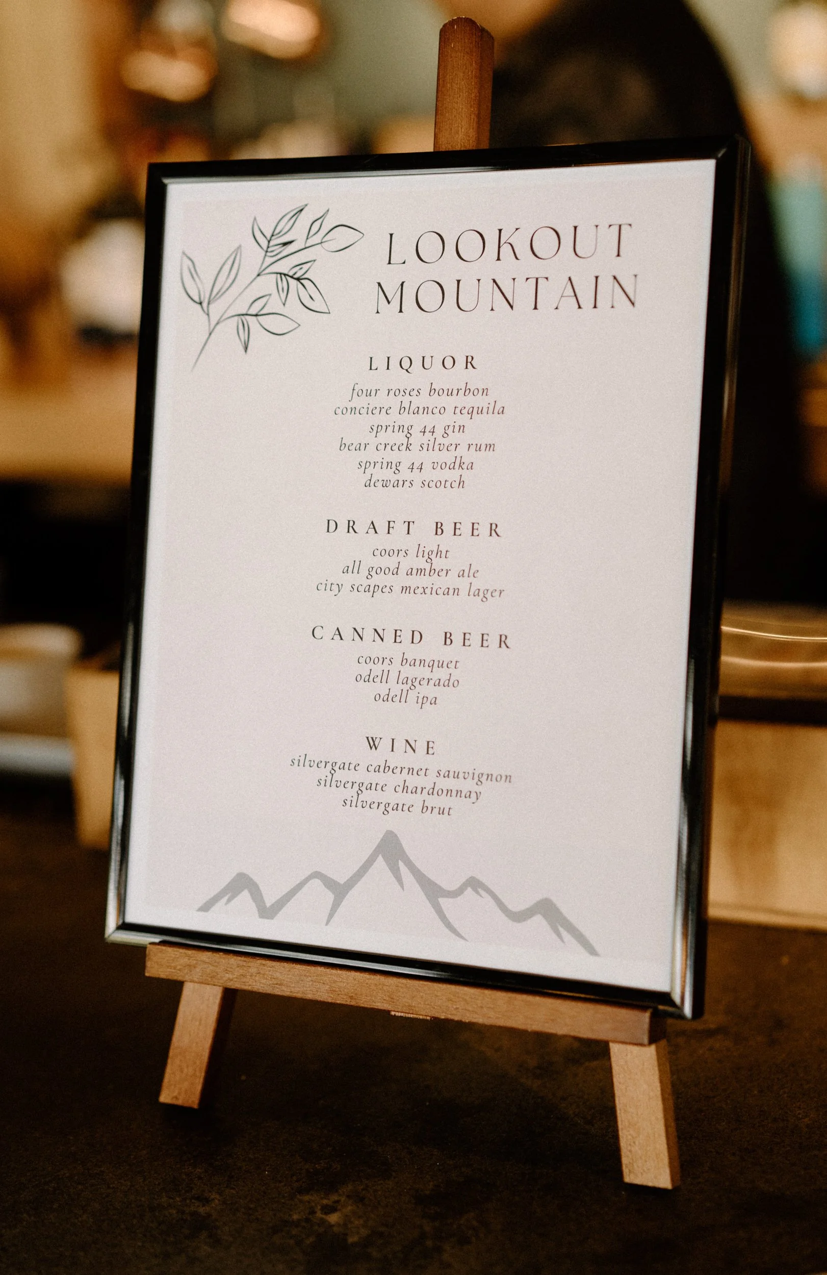 The Eddy Hotel bar menu from a wedding in Golden Colorado