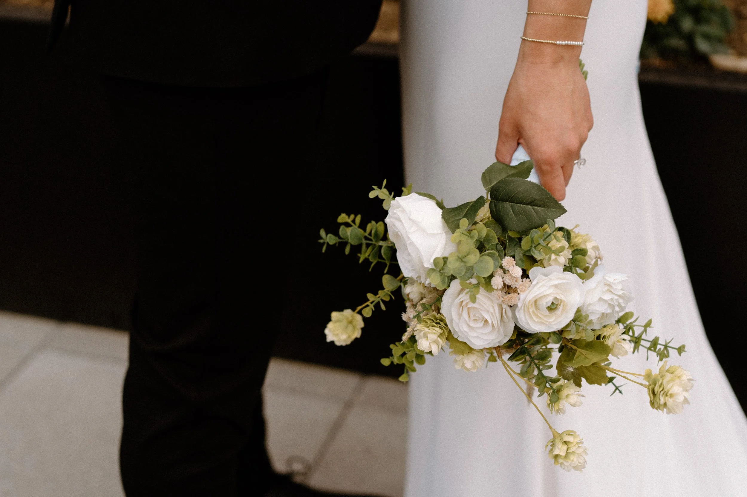 Bride holding her bouquet on wedding day at The Eddy in Golden Colorado
