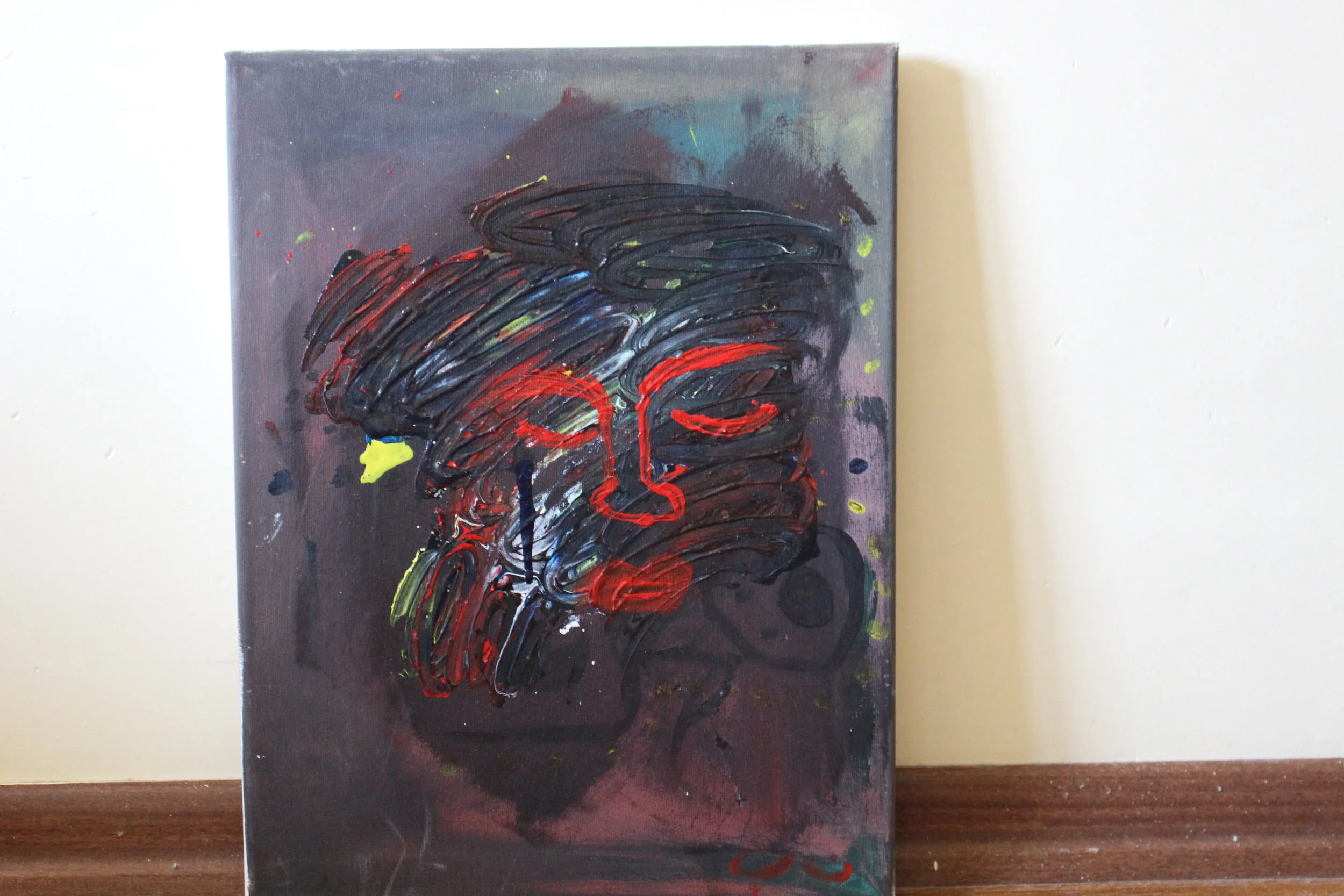 I did this piece in 2016 when I was in Kurdistan. This is just one of the many pieces I did when I was there. There is something special about painting when you are away from home/out of your comfort zone. I've noticed that all of the pieces I painted when I was there are full of emotions and very different form what I usually do. This piece is one of my favorites because it was the first time I attempted to paint a face. It is now with my good friend Rocan. She appreciates the arts so I gave it to her for her birthday. It was very hard to pick and choose the pieces that I wanted to bring back to the USA. I didn't have room for all of them. But the ones that I did leave are in good hands. I'm glad I have some artwork in the motherland. 