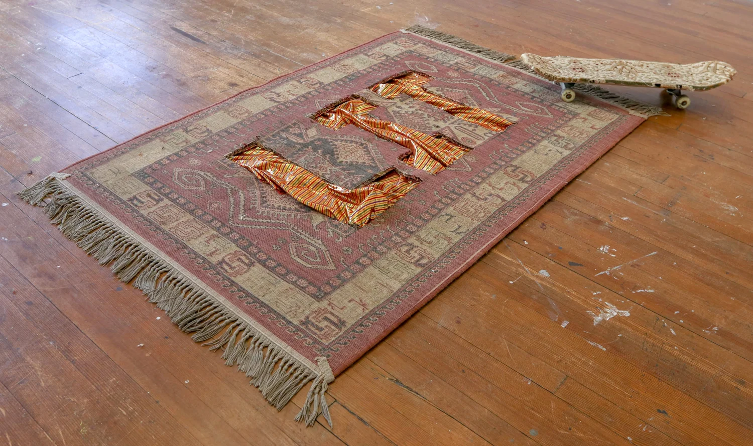 installation shot Nuveen Barwari rug board, Lit rug