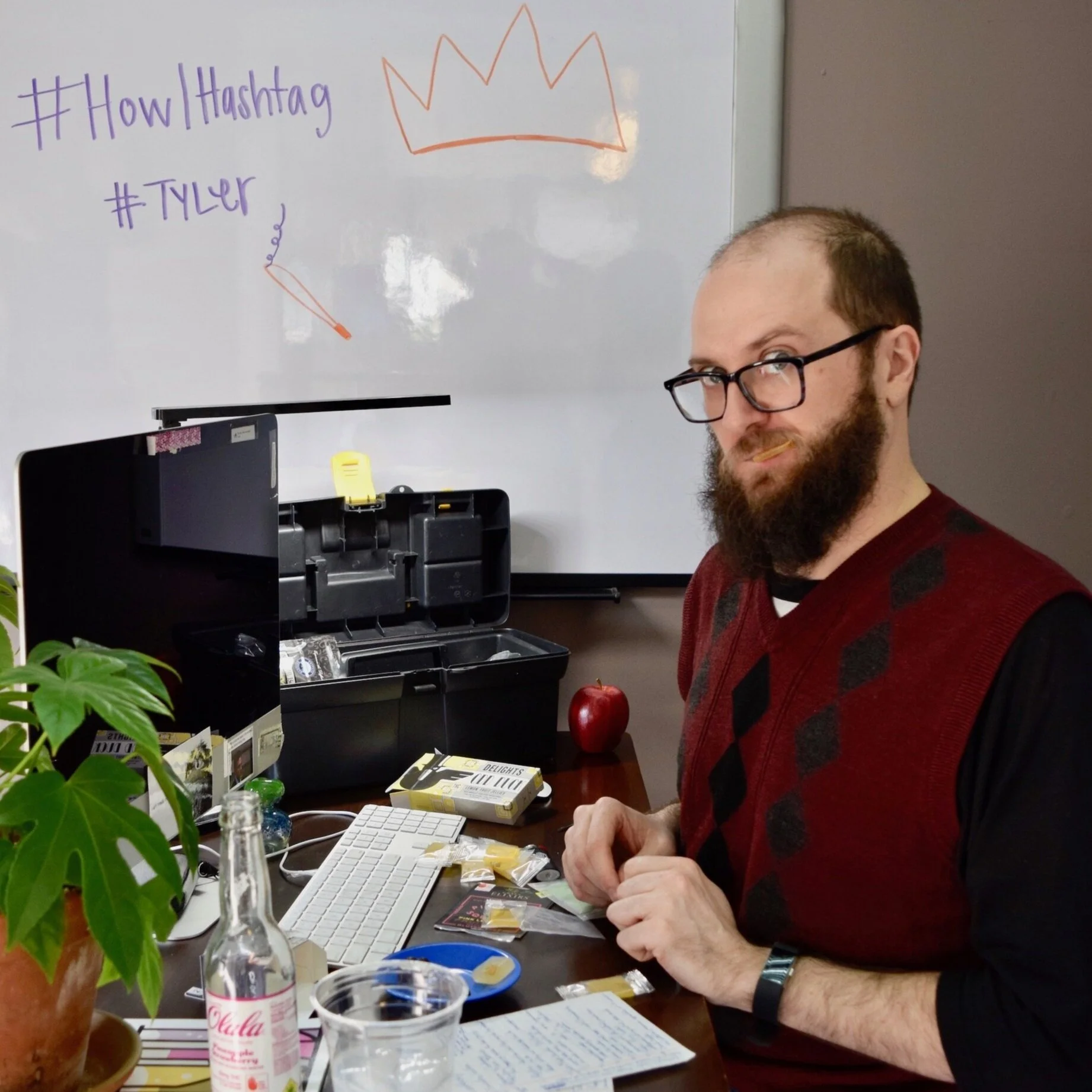 Tyler himself enjoys several delicious edibles (photo by Kim Bevington).