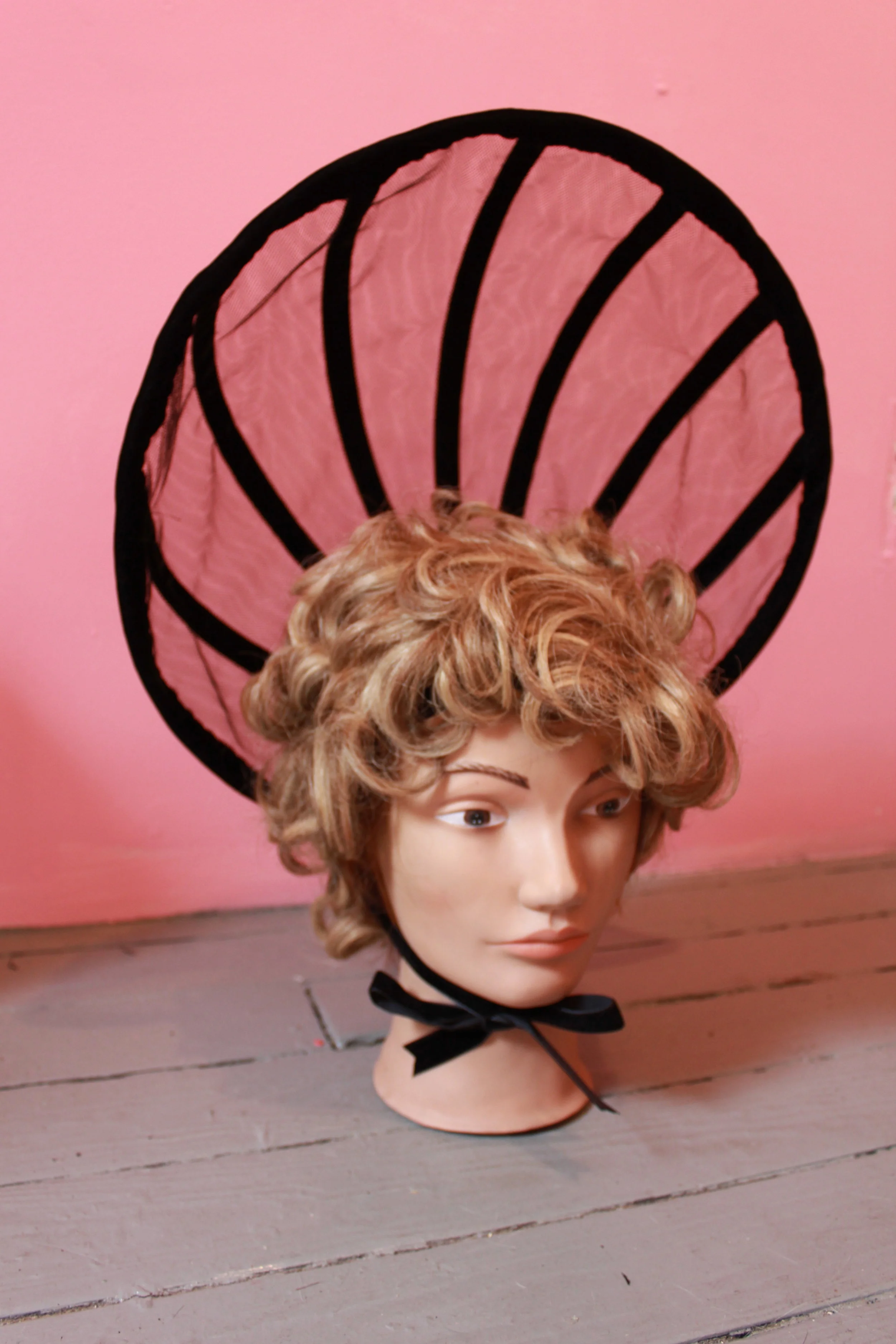 2013 Leather, Velvet, and Tulle custom bonnet in collaboration with Daughters of Devotion