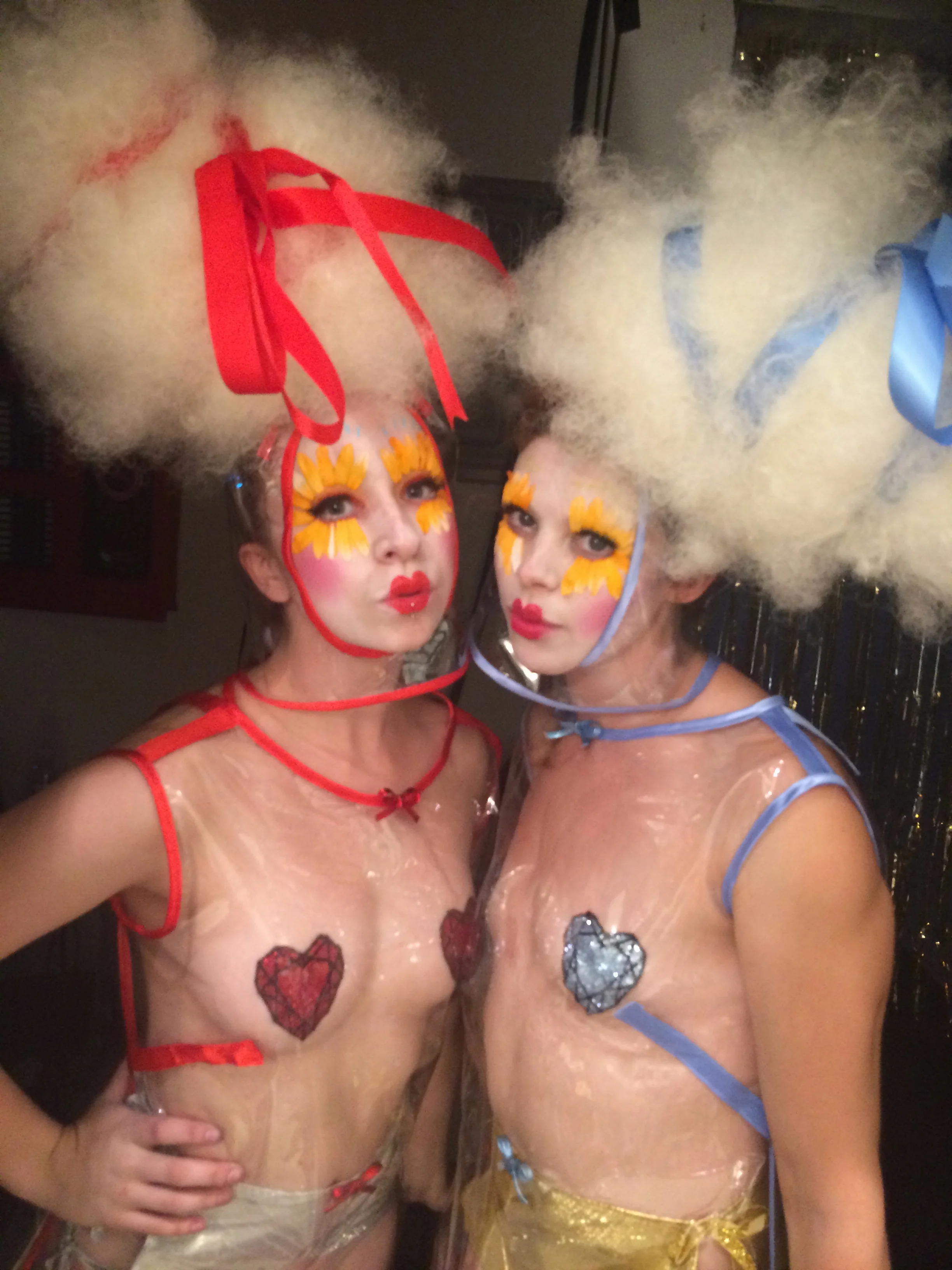 2014 Doll Eyes collaboration with Elena Kanagy-Loux Vinyl Dresses, Gemstone Pasties, and Rococo Future Vinyl and Wig Hair Headpieces modeled by Kayla and Kate