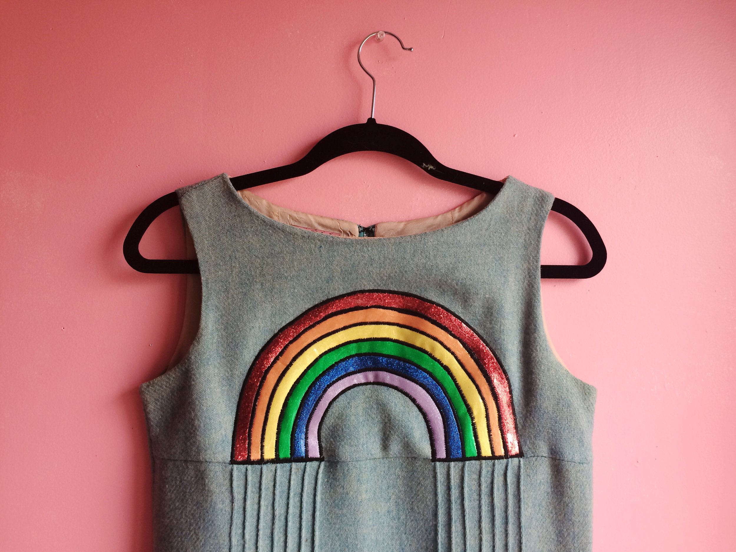 2017 Rainbow applique on vintage garment