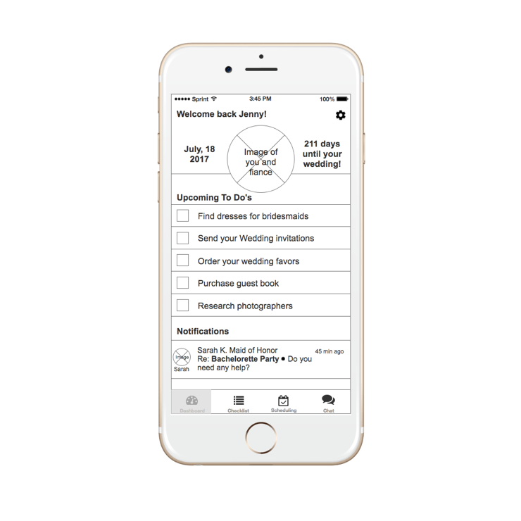 Proposed wireframe of the home view.