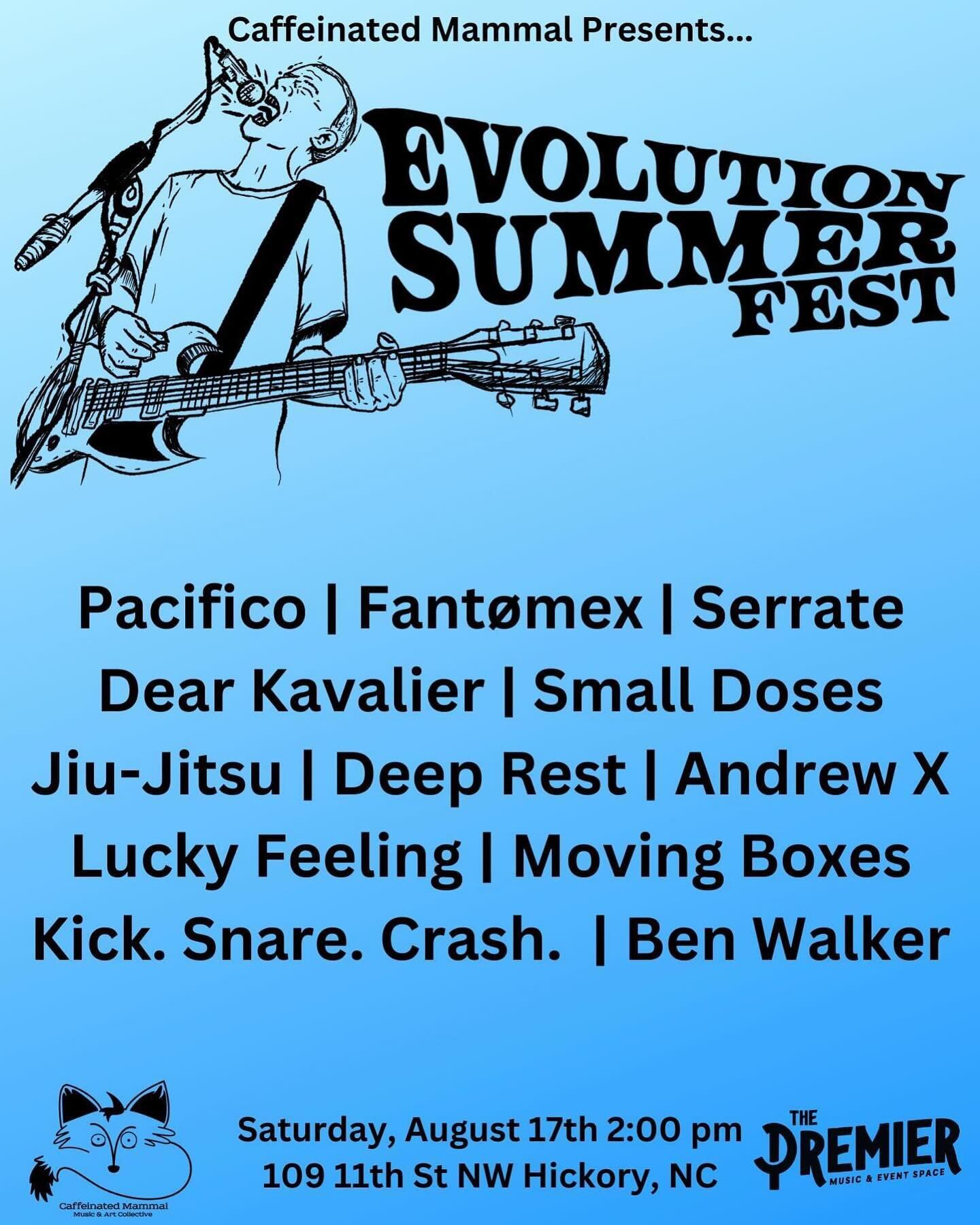 Just Announced!!
We will be playing as a full band at the first Evolution Summer Fest!

The info is
Saturday August 17th, 2024
2PM - Until
109 11th St NW 
Hickory, NC

Tickets coming soon!
Go give Evolution Summer Fest (@evolutionsummerfest ) a follo