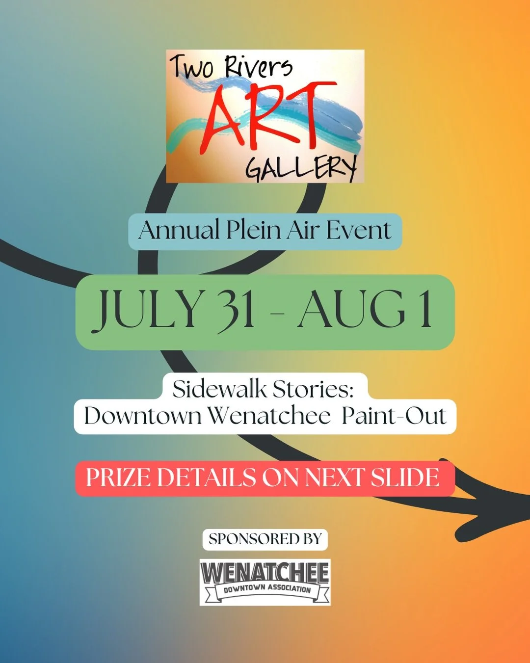 Swipe for PRIZE DETAILS💰⬅️

See you Friday &amp; Saturday along with your 🖌️🖼️

🔗 Link in our bio to ALL details about this event ➡️ https://2riversgallery.org/2026-paintout

Big THANK YOU to @downtownwenatchee for sponsoring this event ❤️