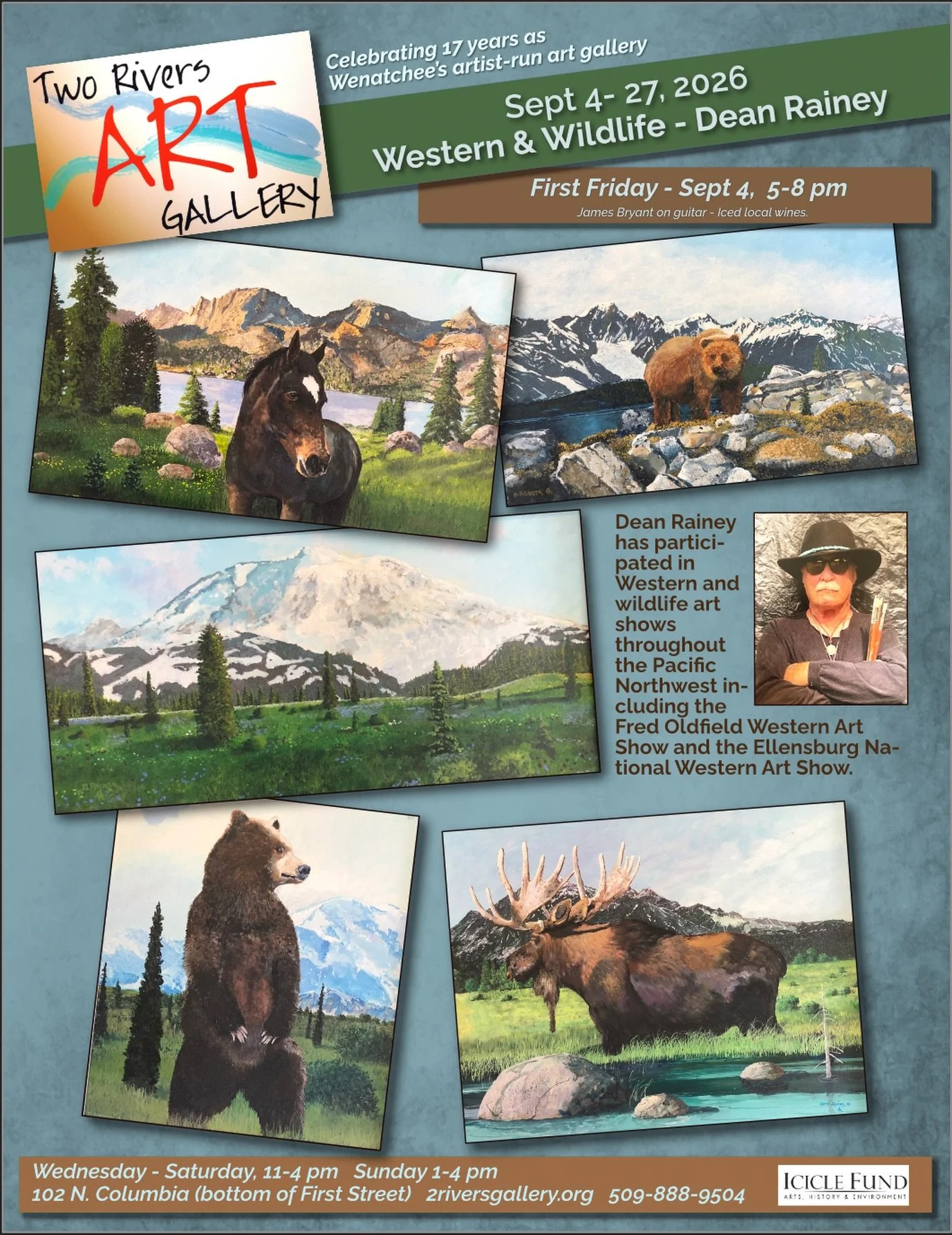 Join us Friday, 9/4 from 5-8pm for our September First Friday! 📆🖼️

Enjoy the works of Dean Rainey along with great community, wine and music! 🎶 🎨🖌️