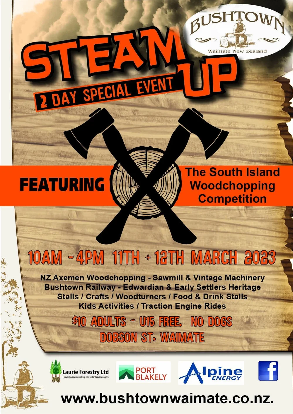 Bushtown Steam Up Day and South Island Woodchopping Championships
