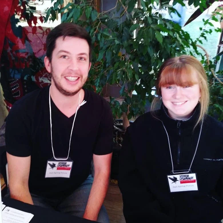Forum Manager Julian Paquette and Forum youth volunteer Tyger Stafford.