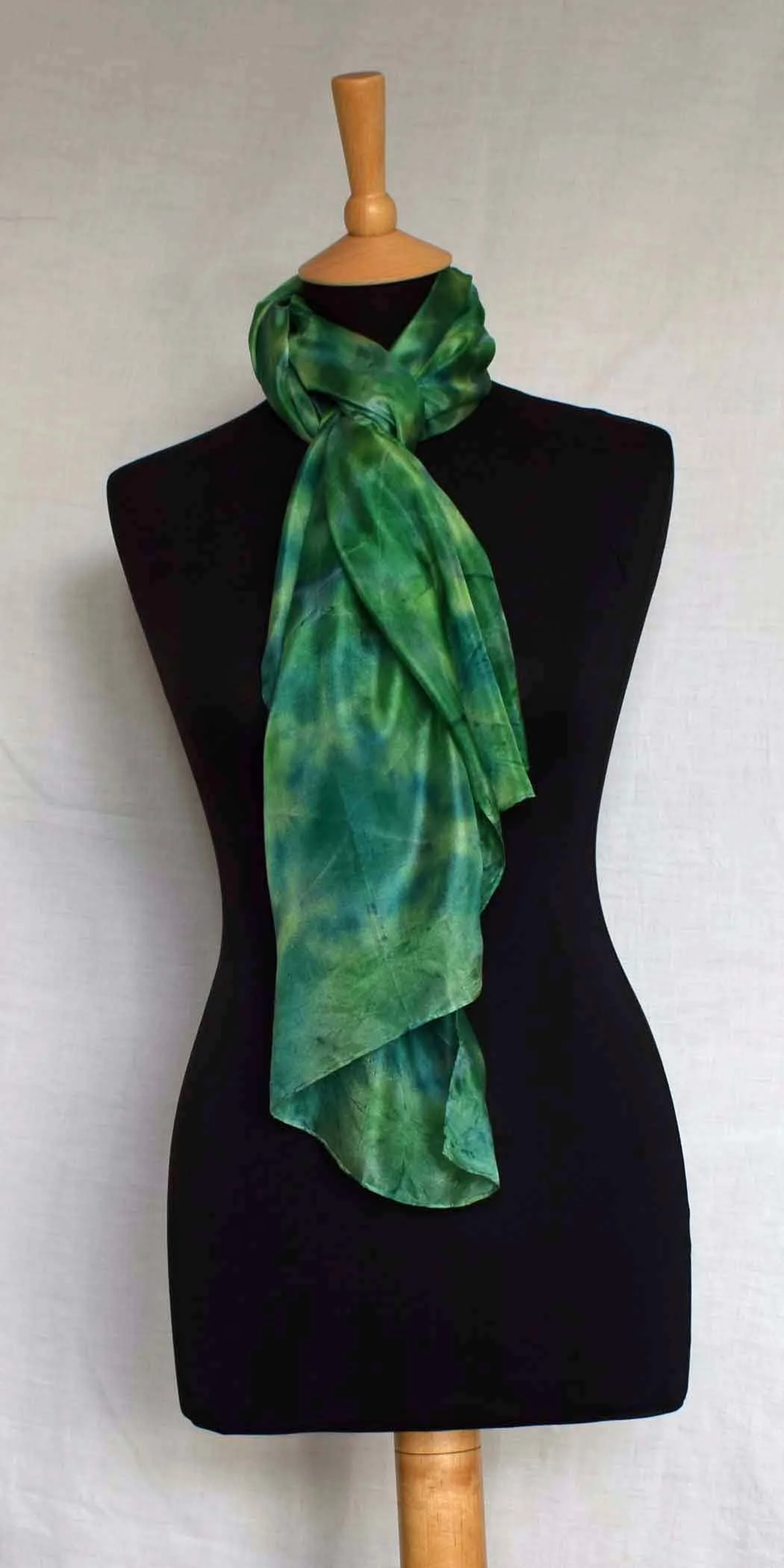 Romor Designs Itajime shibori silk scarf - S856 - tied on mannequin.JPG