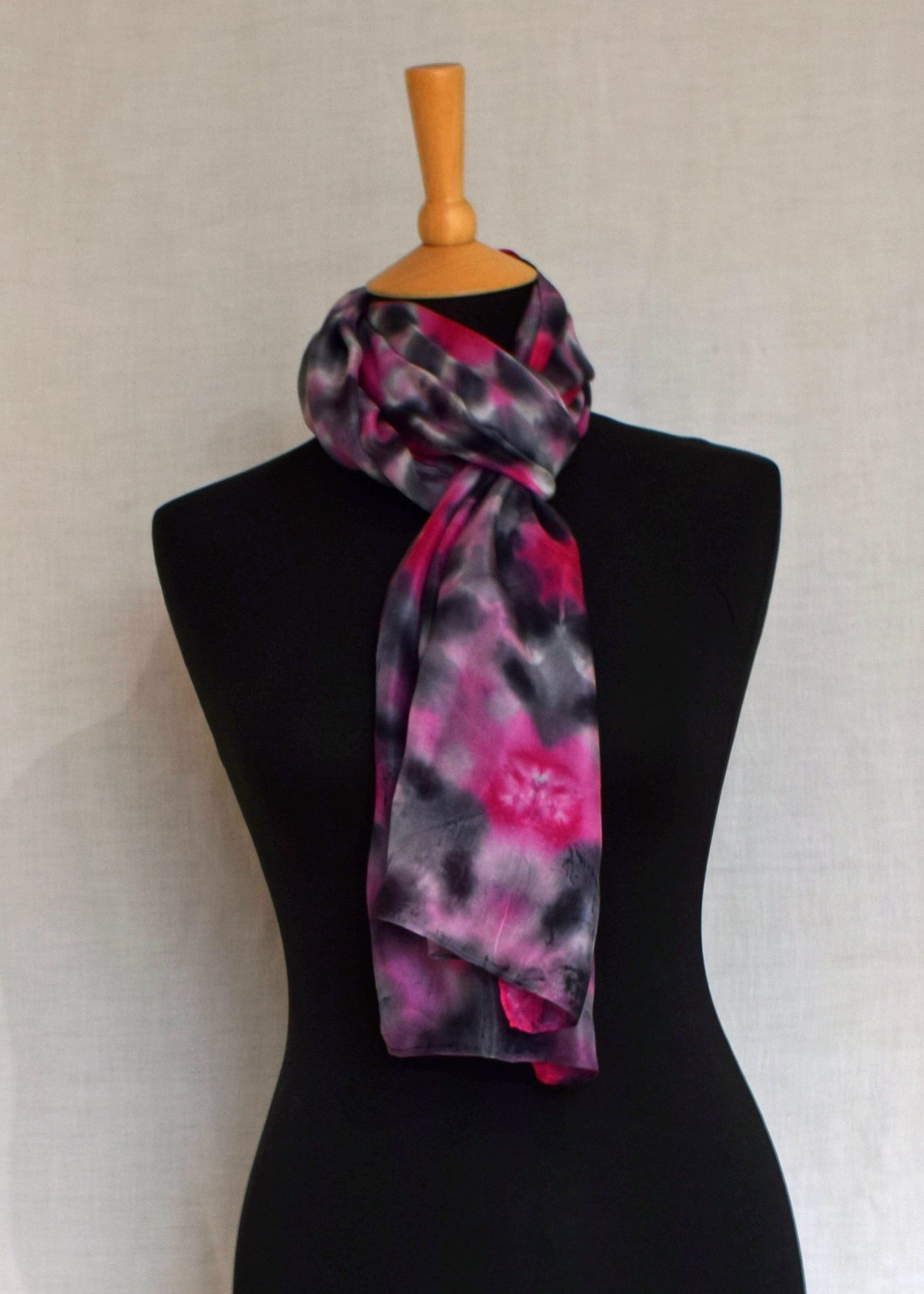 Romor Designs Itajime silk scarf - S888 - tied on mannequin.JPG