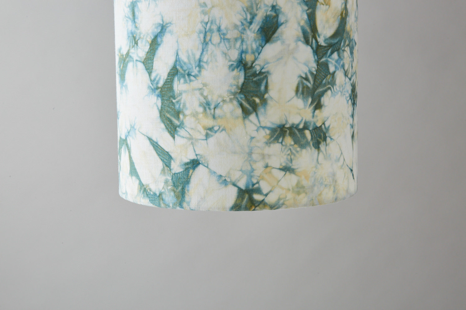 Teal green and gold bomaki shibori lampshade - pendant light bottom