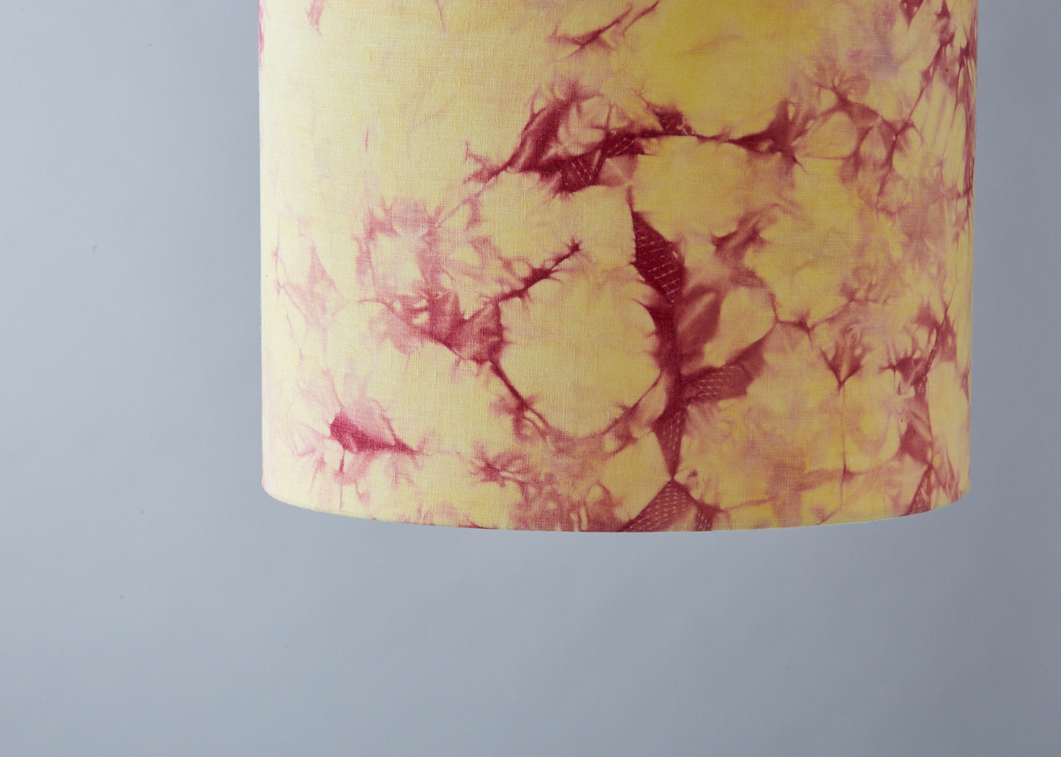 Warm yellow and red bomaki shibori lampshade - pendant light bottom