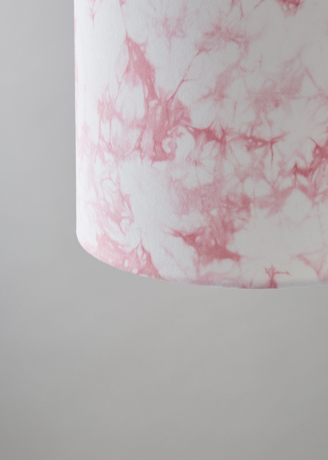 Pink and white bomaki shibori lampshade - pendant light left side