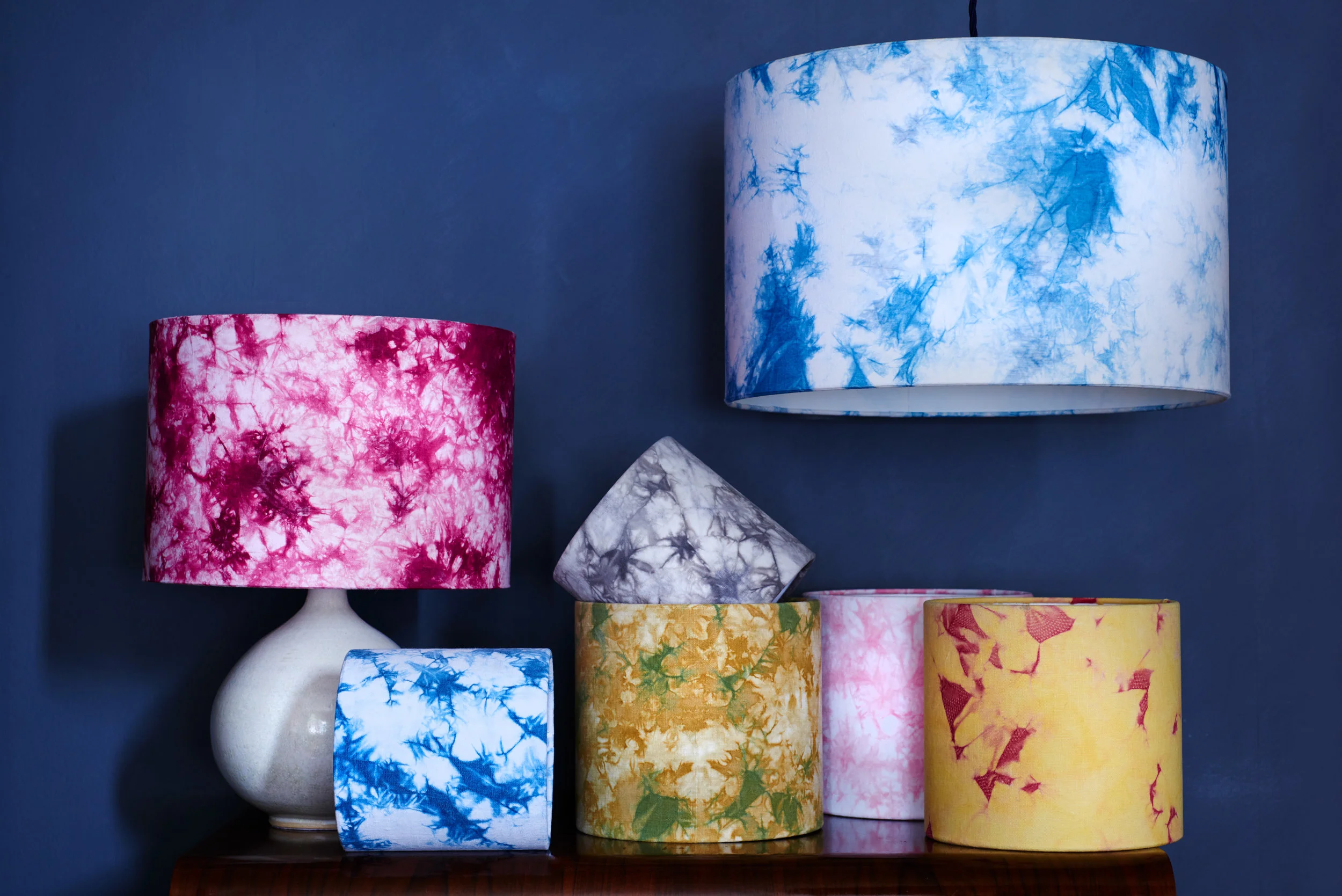 Bomakie lampshades group in different colours