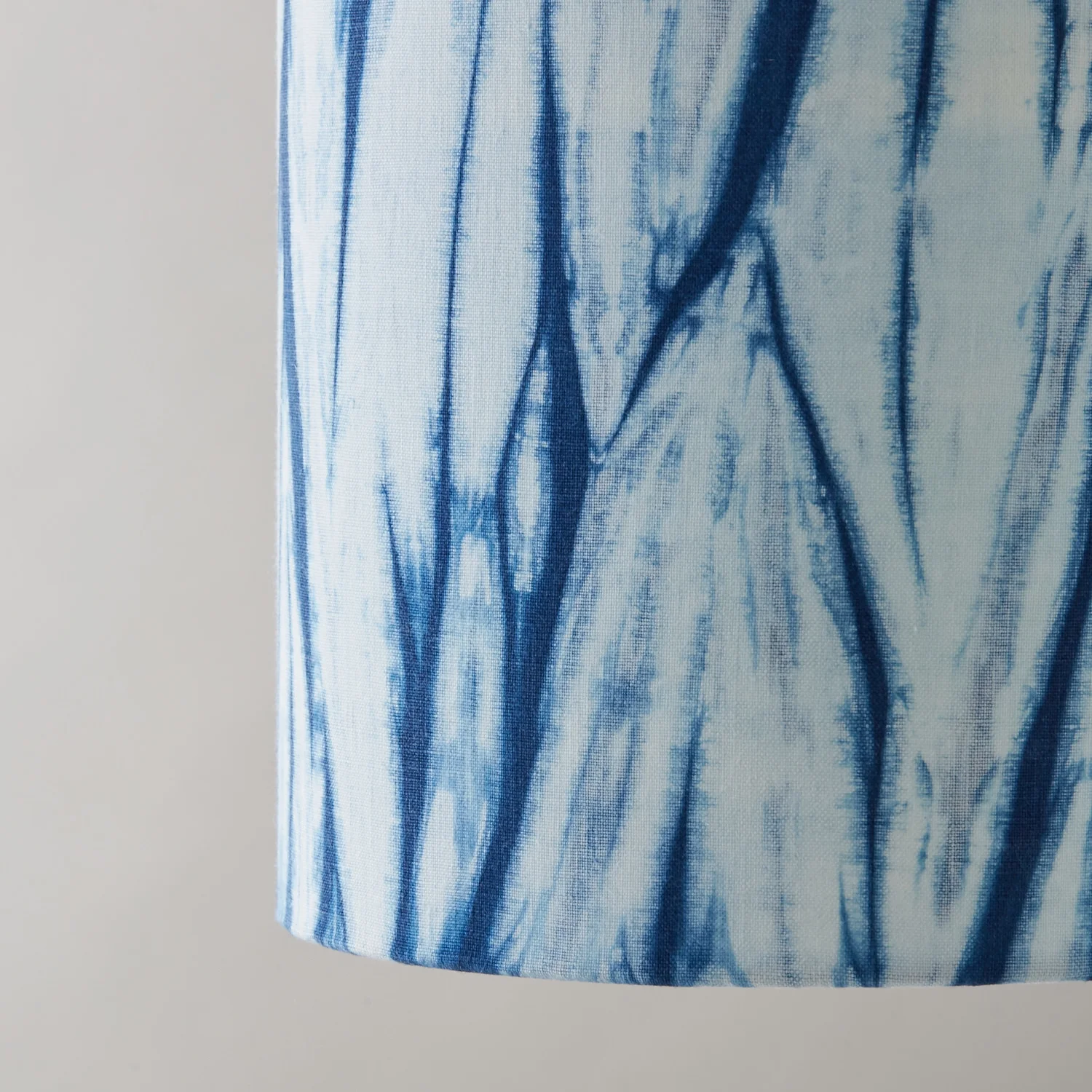 Indigo blue arashi striped shibori lampshade - pendant ceiling left side
