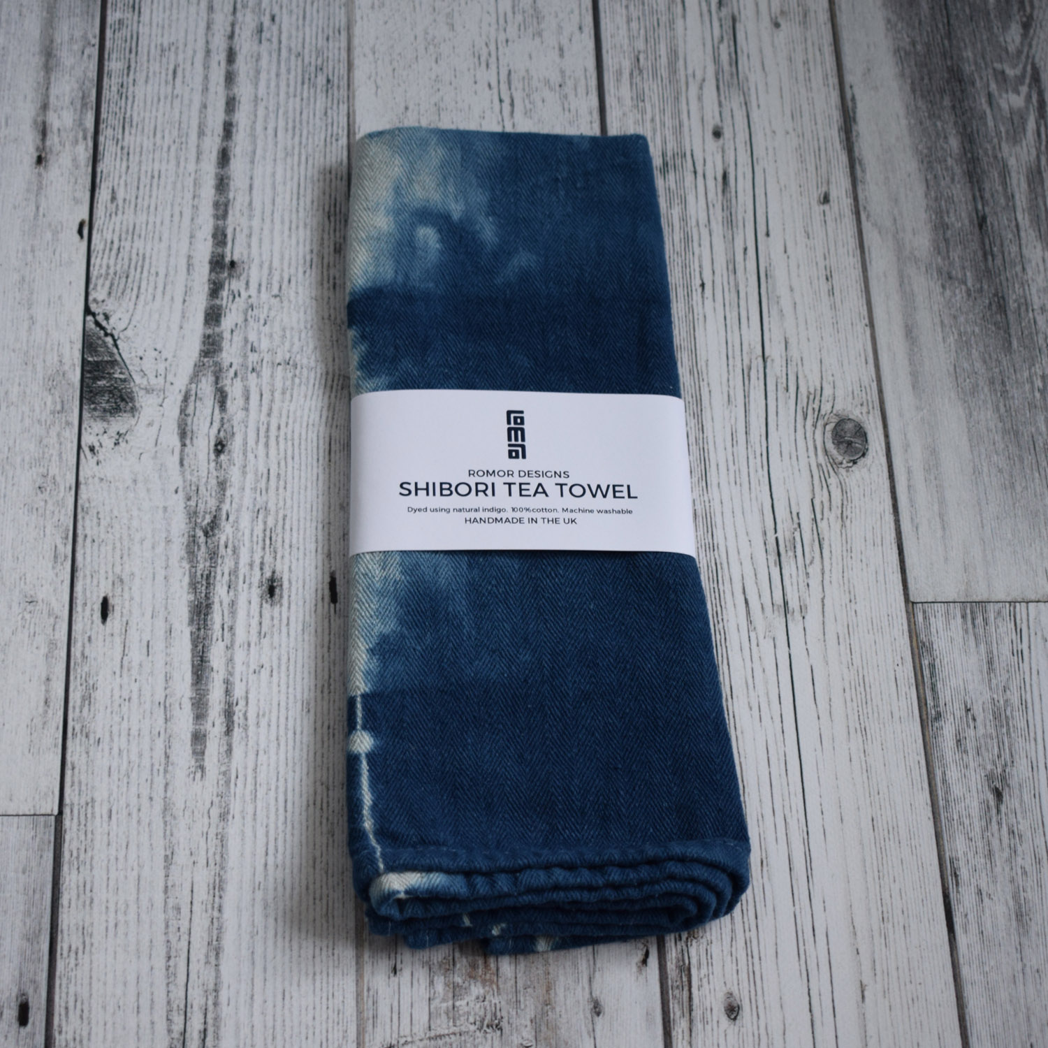 Romor Designs indigo tea towel - packaged packshot.jpg