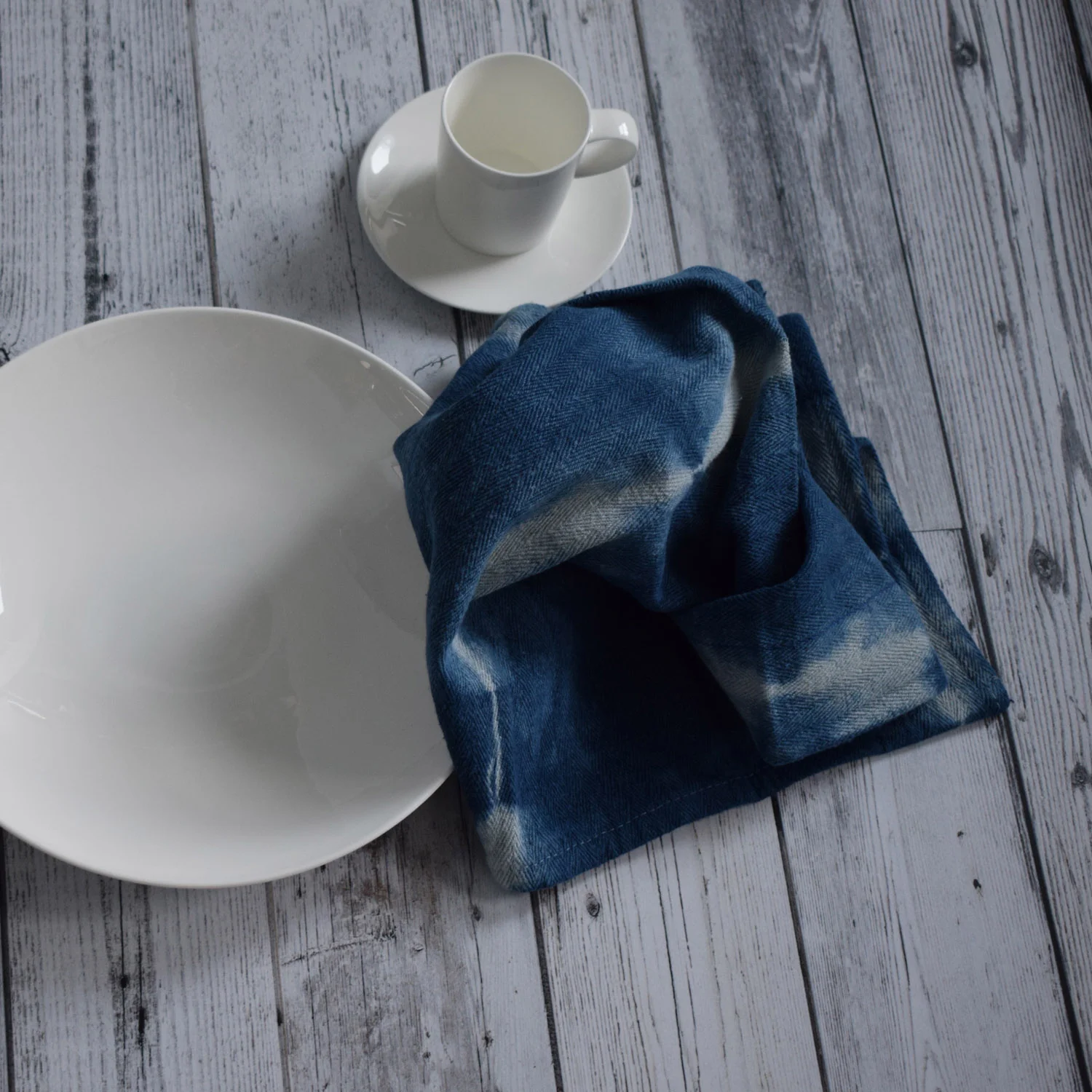 Romor Designs indigo tea towel - open with dishes.jpg