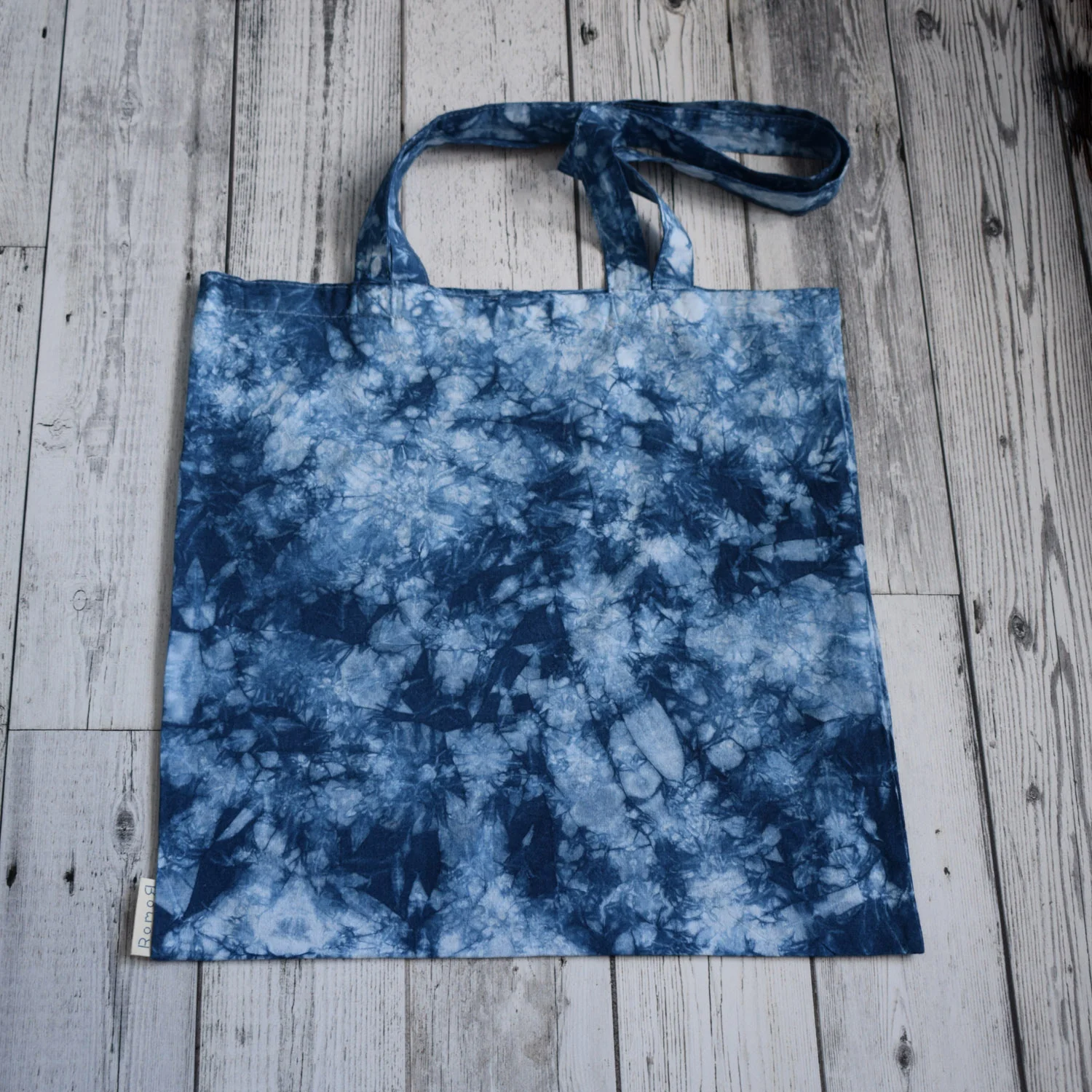 Romor Designs indigo tote - MARBLING - BOMAKI - flat packshot.jpg