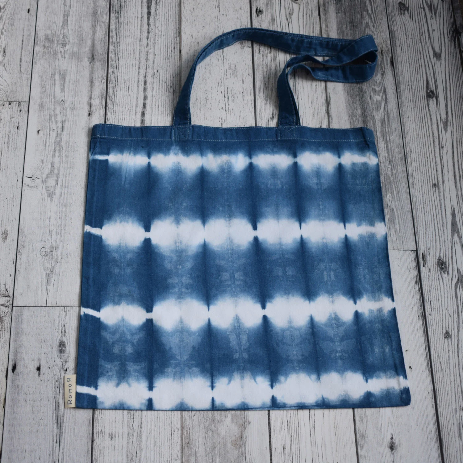 Romor Designs indigo tote - GRID GURRIDO - flat packshot.jpg