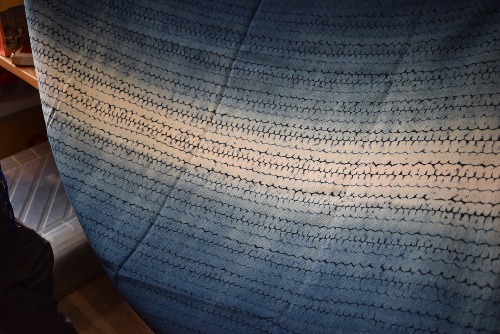 Ombre dyed shibori indigo cloth