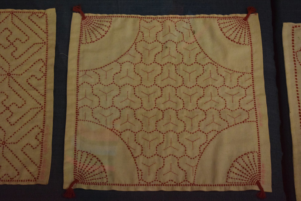 Traditional sashiko stitch work - red stitch
