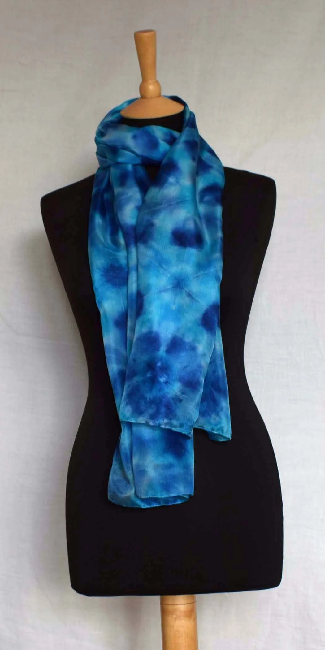 Romor Designs Itajime shibori silk scarf - S859 - wrapped on mannequin.JPG