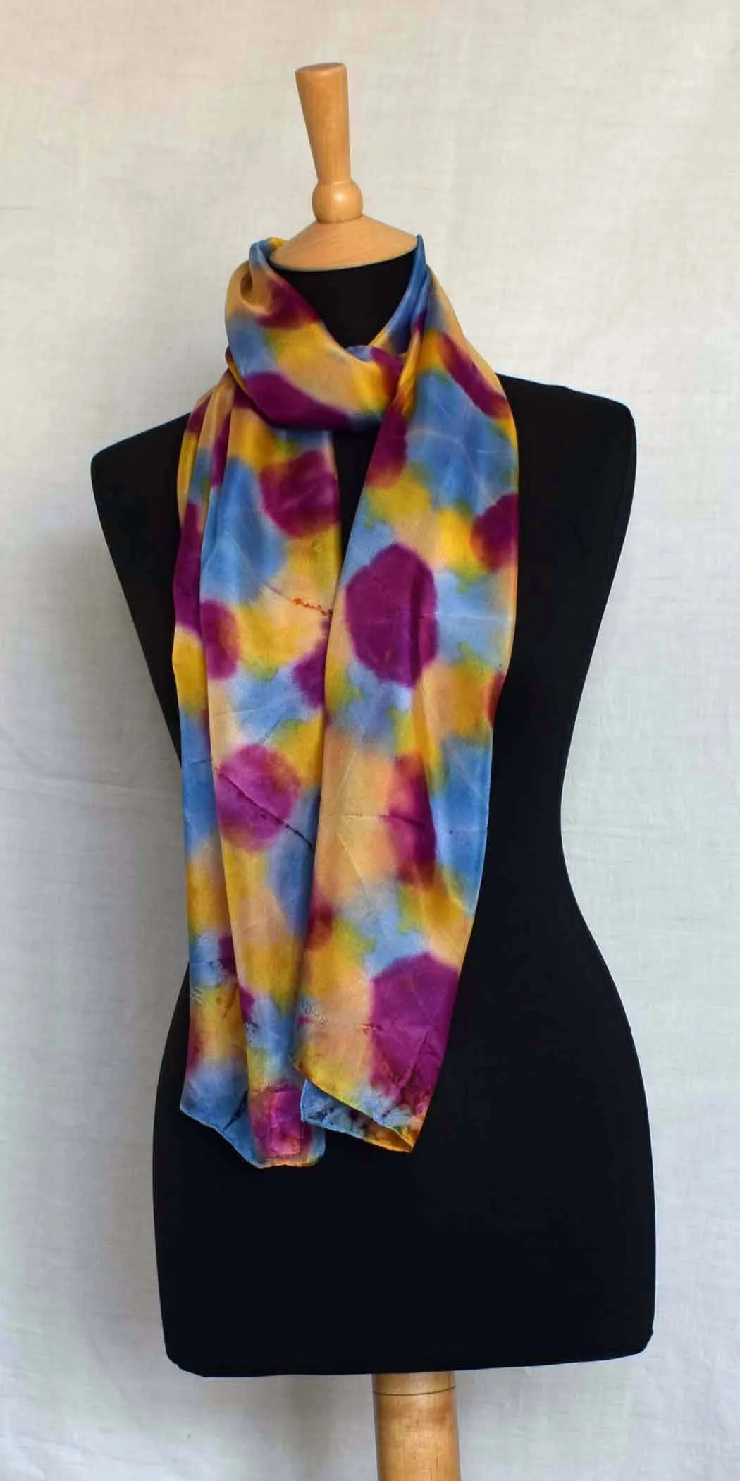 Romor Designs Itajime shibori silk scarf - S835 - wrapped on mannequin.JPG