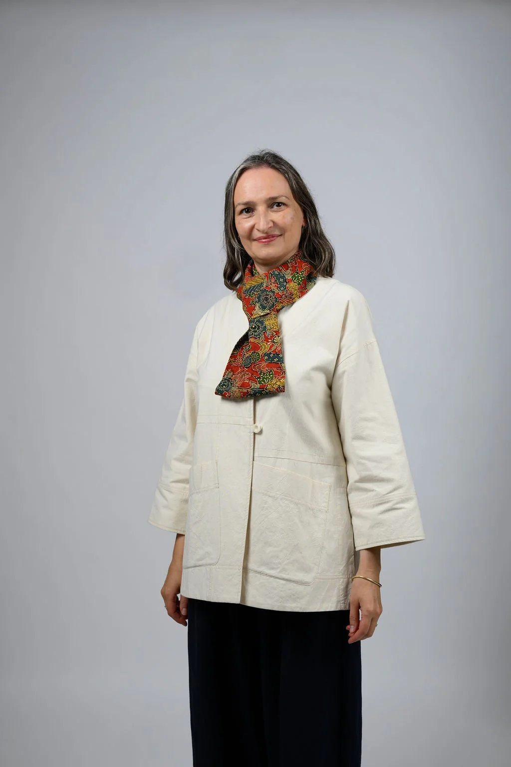 Romor Designs kimono silk scarf - VS396 - tucked on model.jpg