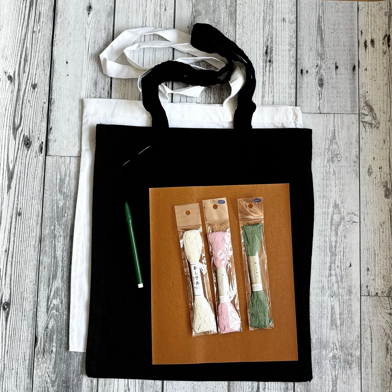 Romor Designs for Creative Experiences - Sashiko kit - Cream, light pink and sage.jpg