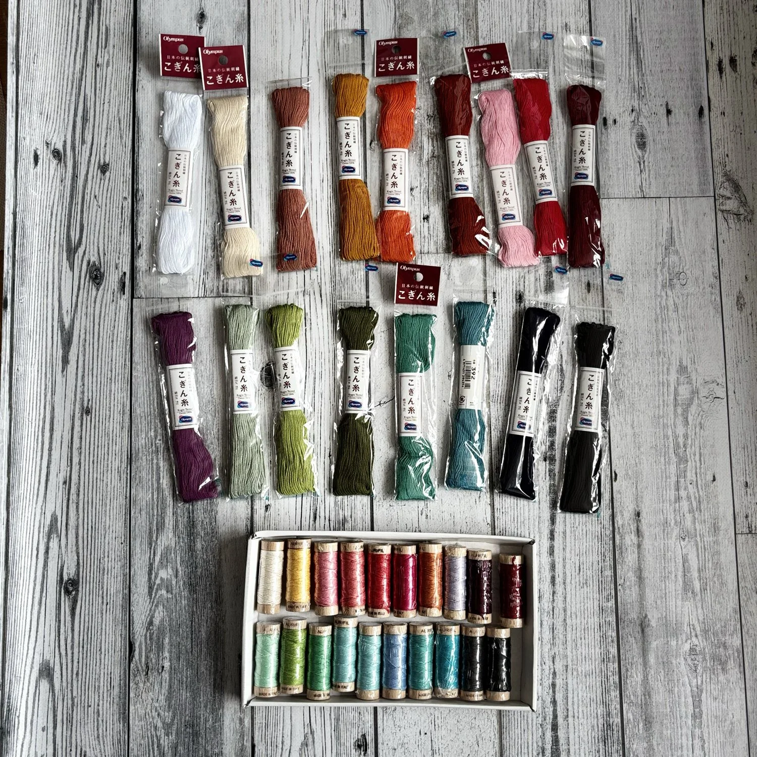 Romor Designs for Creative Experiences - Kogin kit - All colour threads.jpg