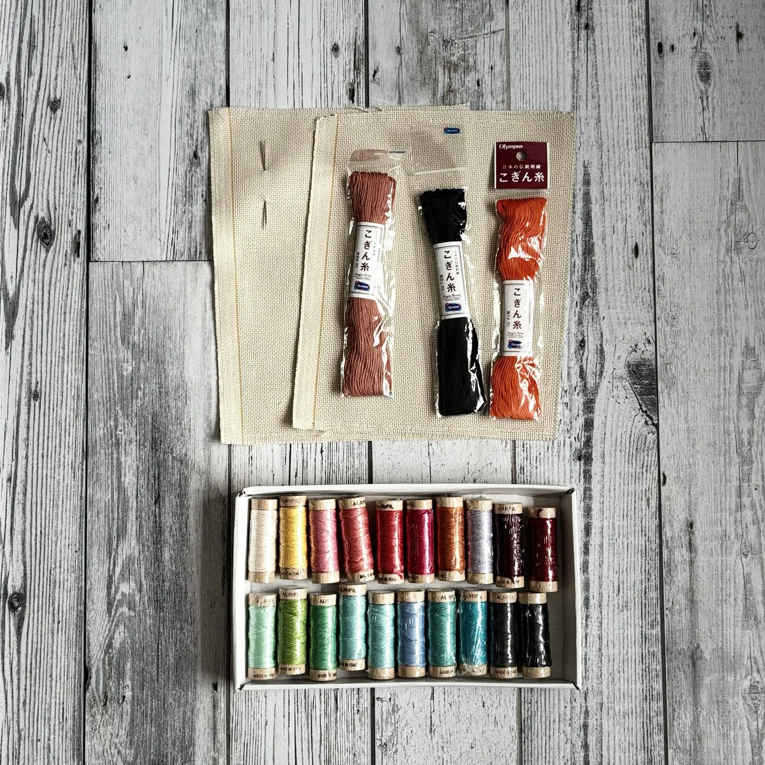Romor Designs for Creative Experiences - Kogin kit - Brown, Black and Orange.jpg