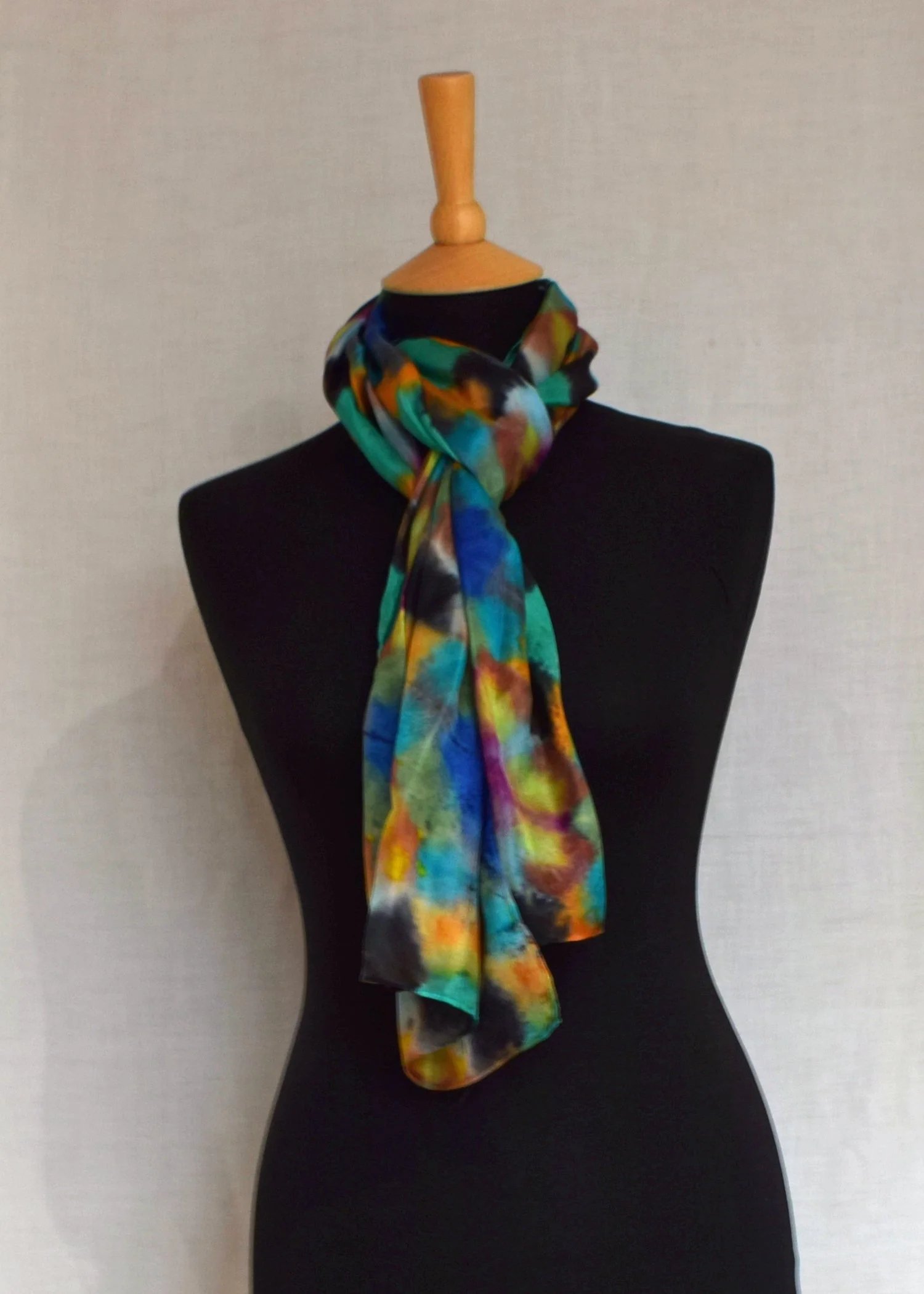 Romor Designs Itajime silk scarf - S893 - tied on mannequin.JPG