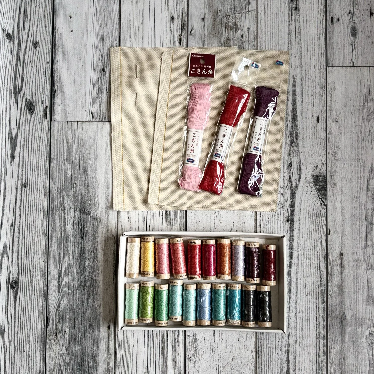 Romor Designs for Creative Experiences - Kogin kit - Pink, red and purple.jpg