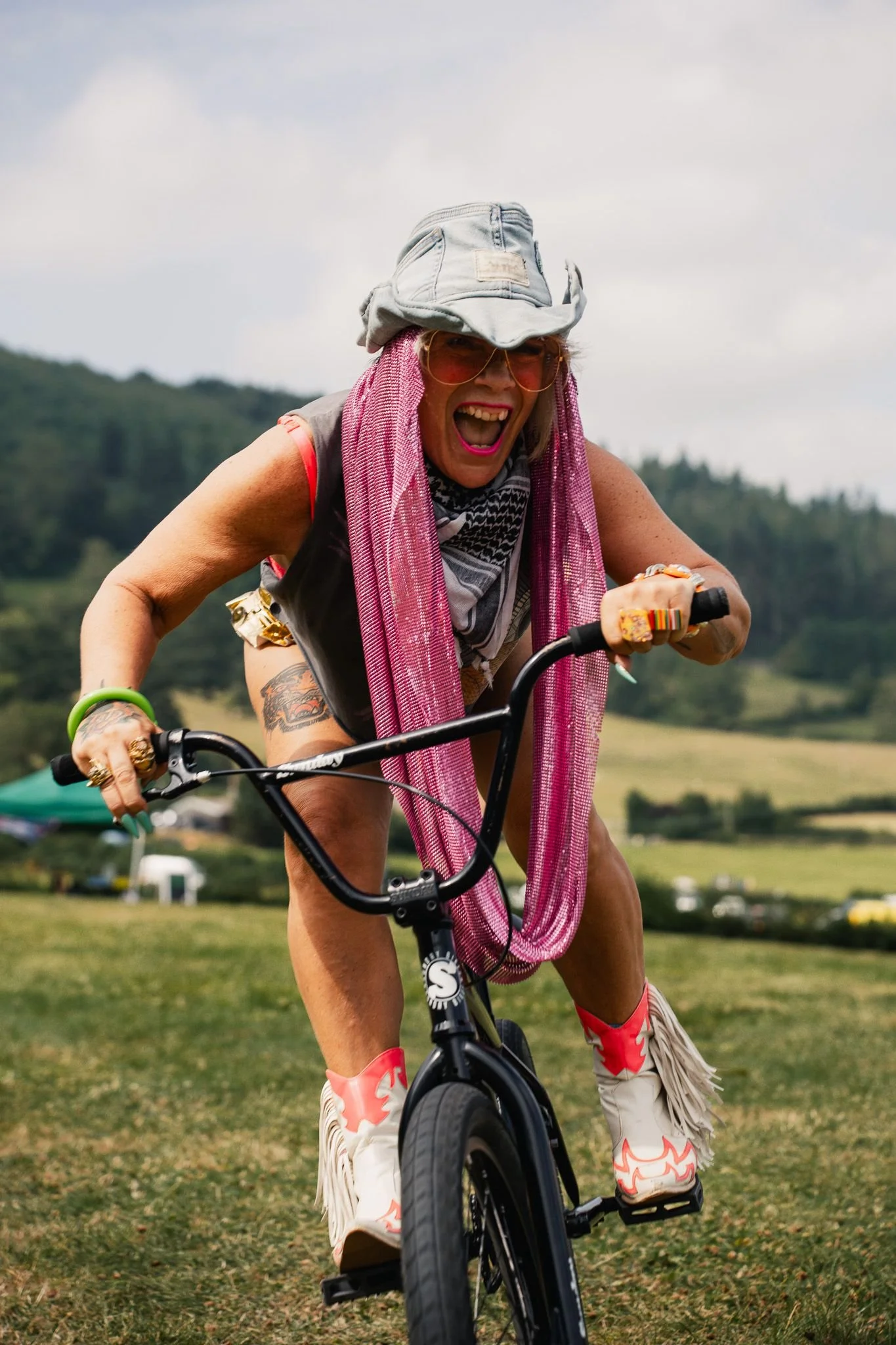 Fun riding a bicycle at Camp VC