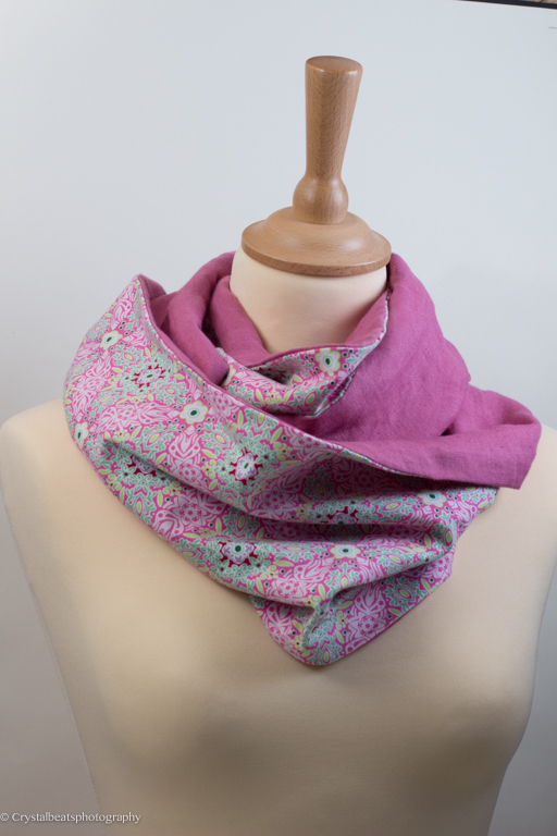 "Pink Linen and Jersey fabric Scarf"