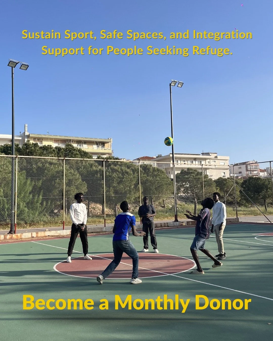 Life in refugee camps is shaped by isolation, long waits, and very few safe spaces for relief, learning, or connection. Young people often spend entire days with nowhere to move, play, or simply feel like themselves.

At the same time, adults navigat