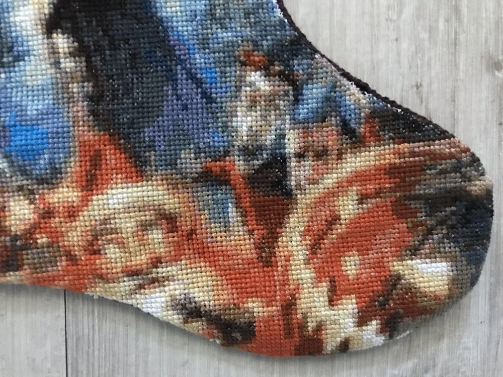 Tim Burton's Nightmare Before Christmas Counted Cross Stitch Stocking Santa detail.jpg