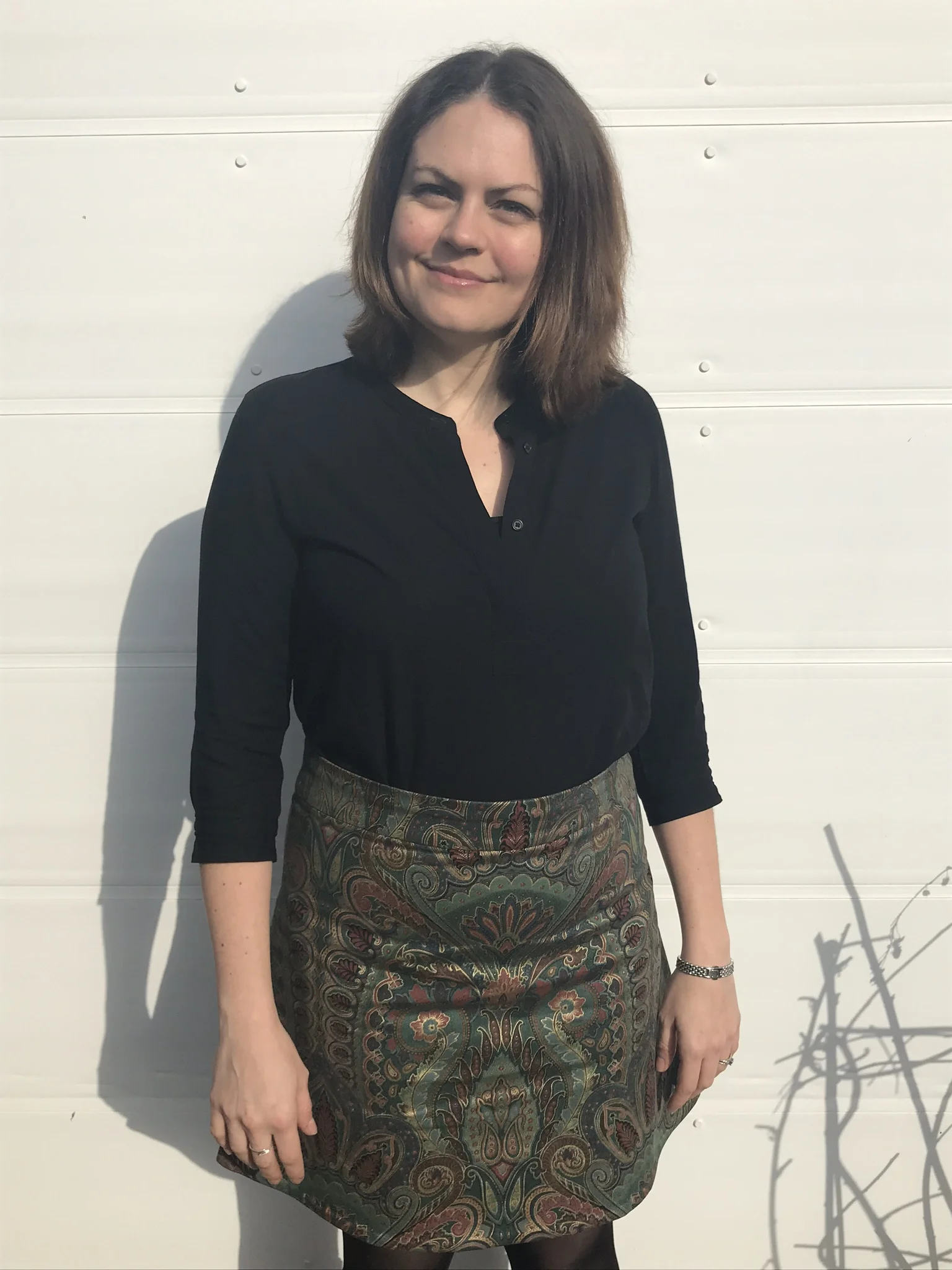Colette Ginger Skirt made from medium weight cotton with no centre front seam.jpeg