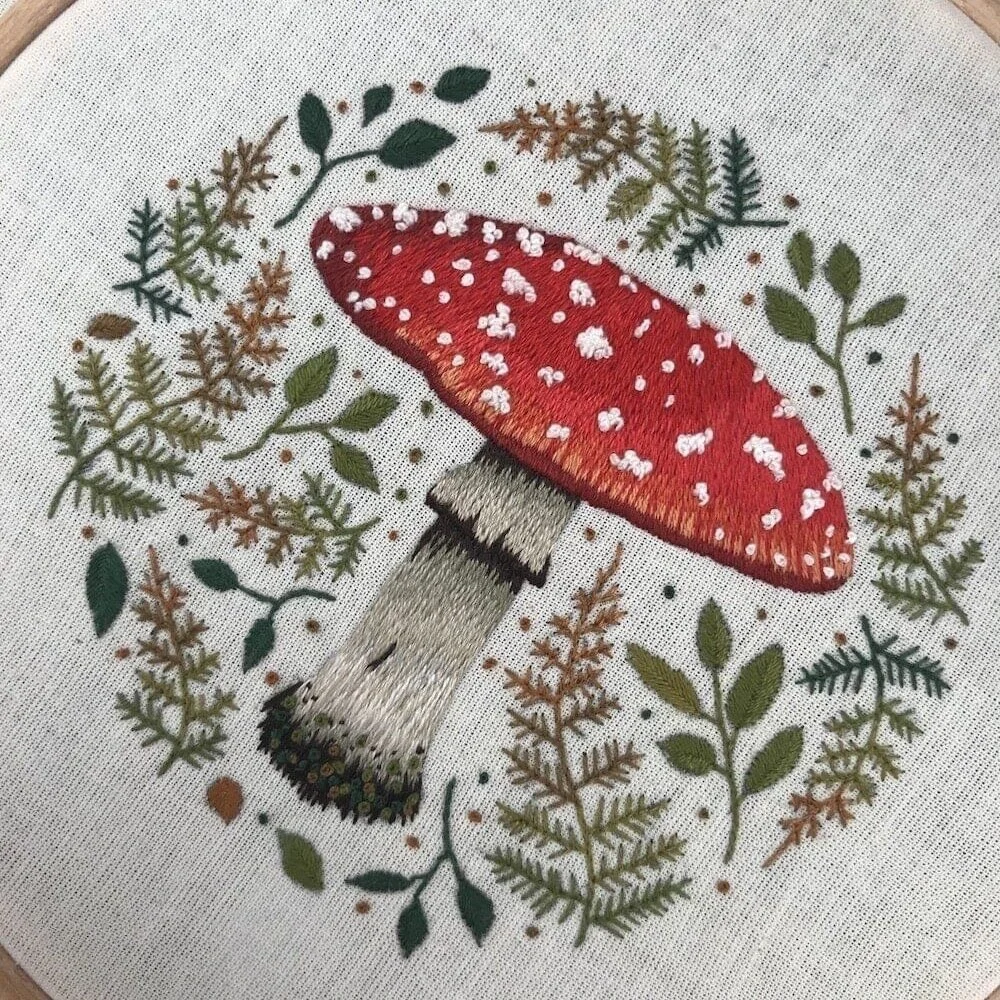 Fly Agaric Mushroom Embroidery