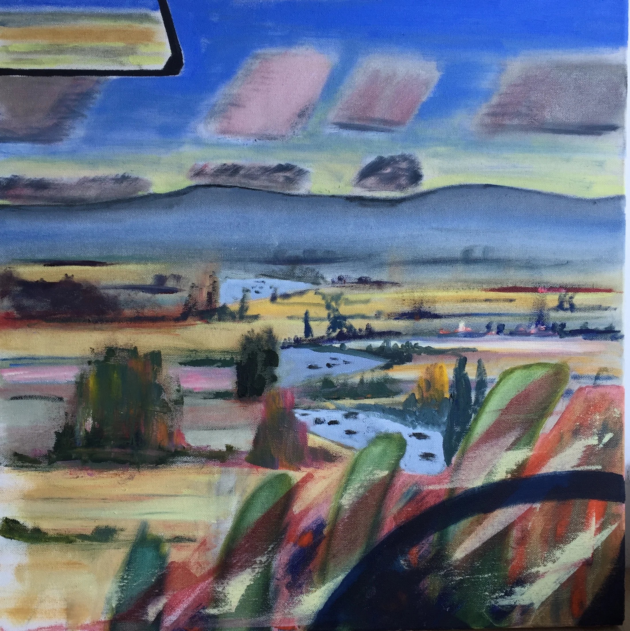 Driving the M4 (2016) Oil 50x50cm £525