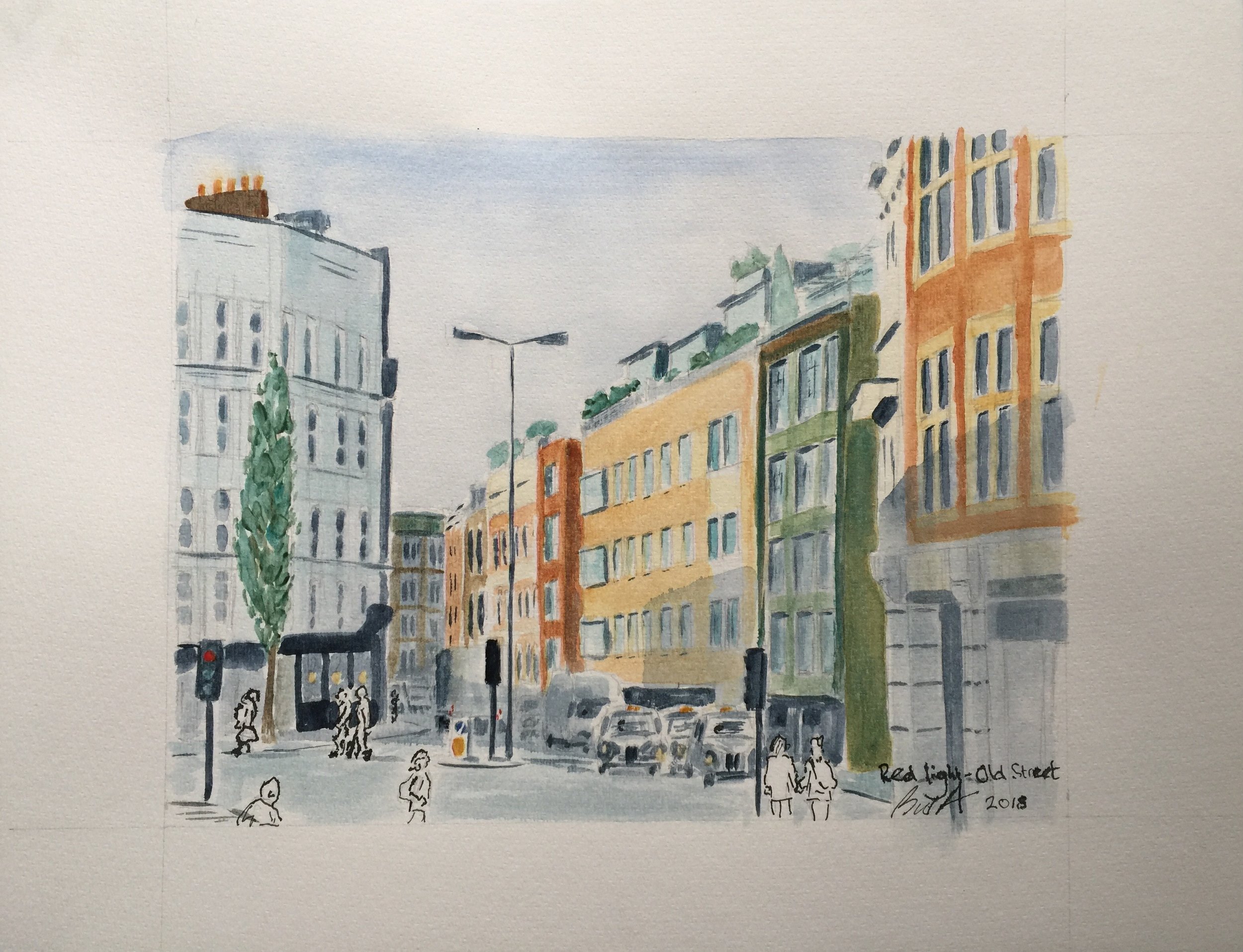 Red Light Old Street (watercolour) £180