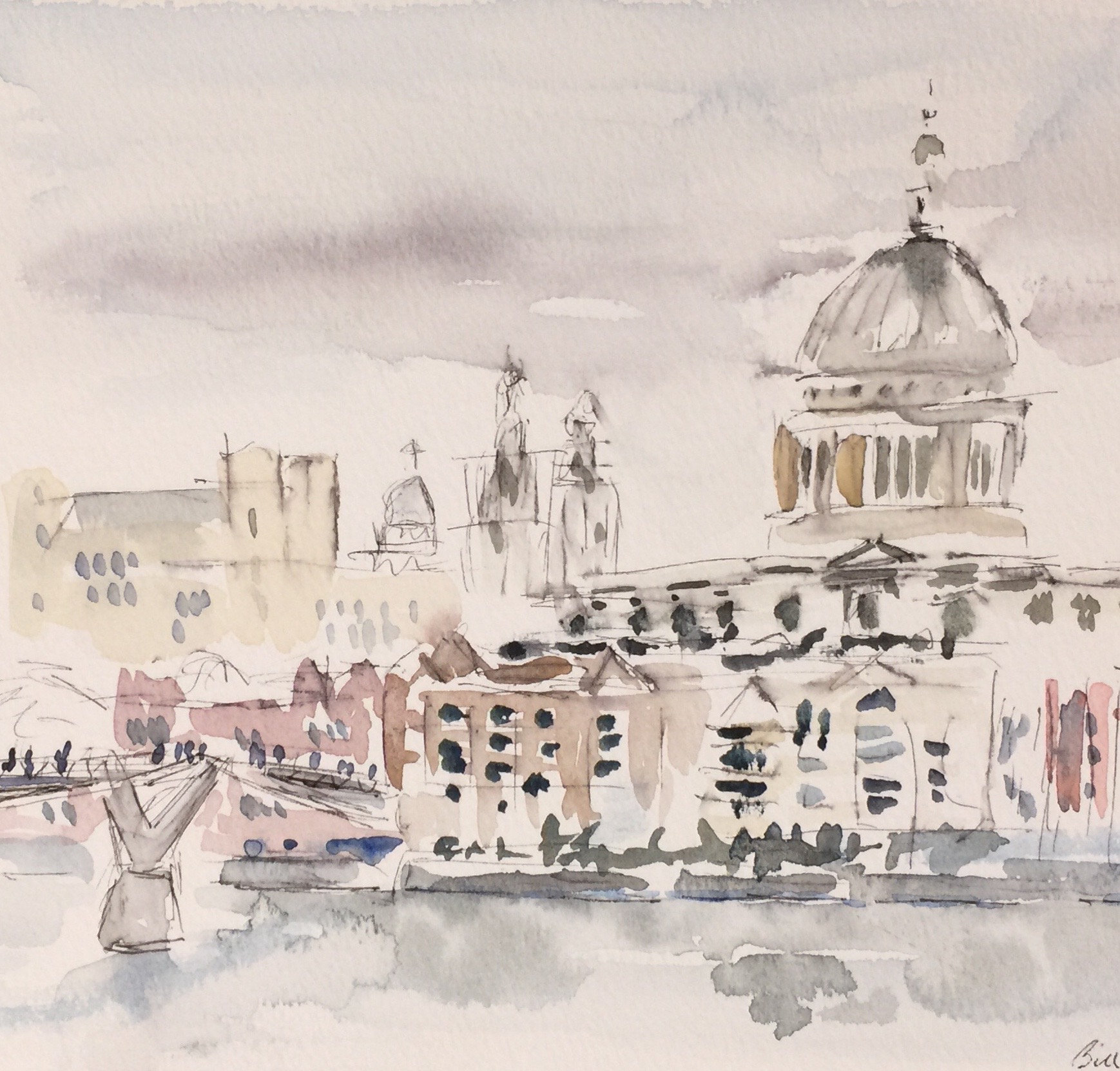 St Paul's Riverside (watercolour) SOLD