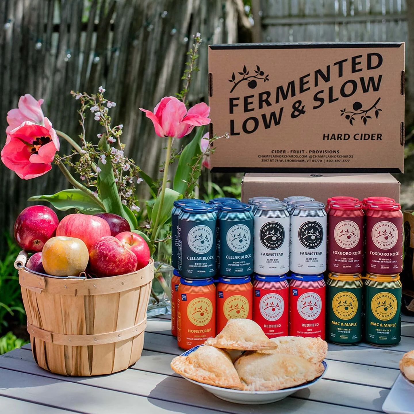 Throwback to 2020 when we directed this socially-distanced photoshoot with the team @champlainorchards to capture the results of our comprehensive rebrand and packaging overhaul.

✨CIDER &bull; FRUIT &bull; PROVISIONS✨

Thank you @luckystrikestudio f