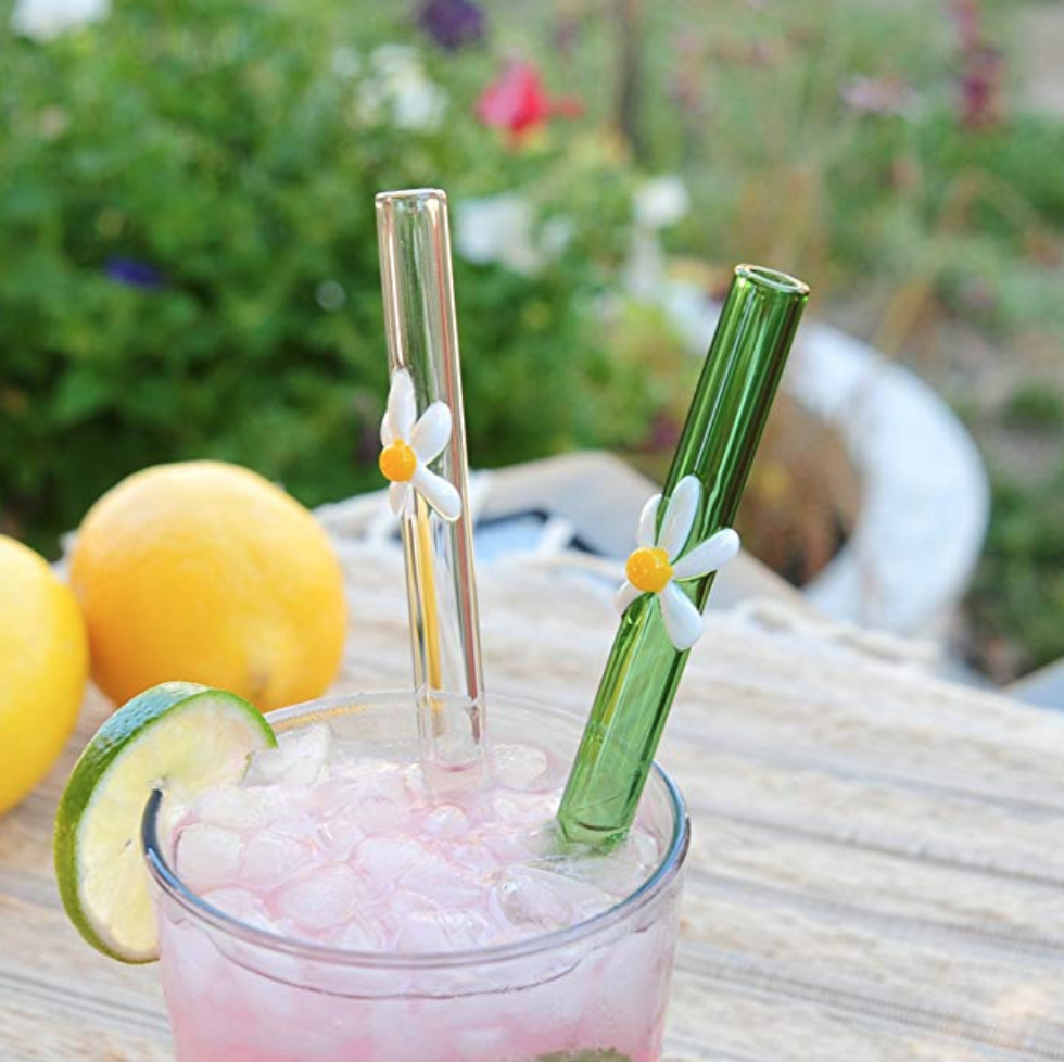 Glass Daisy Drinking Straws