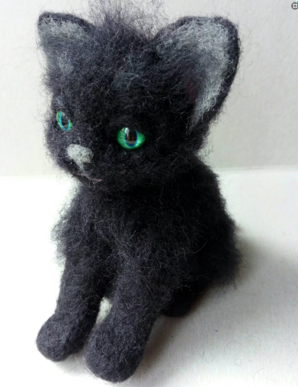 Felted Black Cat