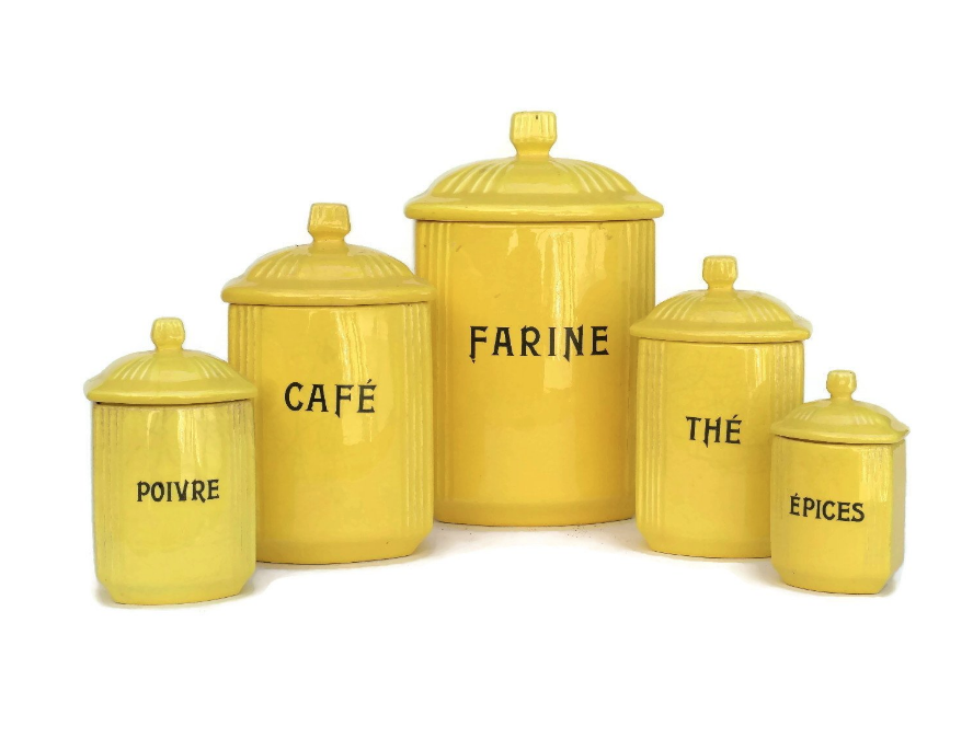Vintage Yellow Canisters