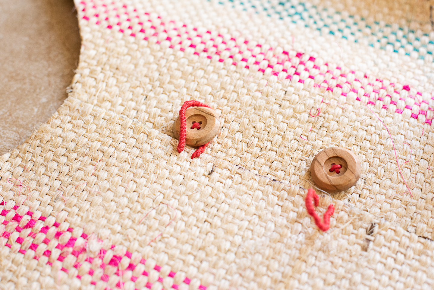 DIY Tabletop Christmas Tree Skirt from an Upcycled Burlap Coffee Sack