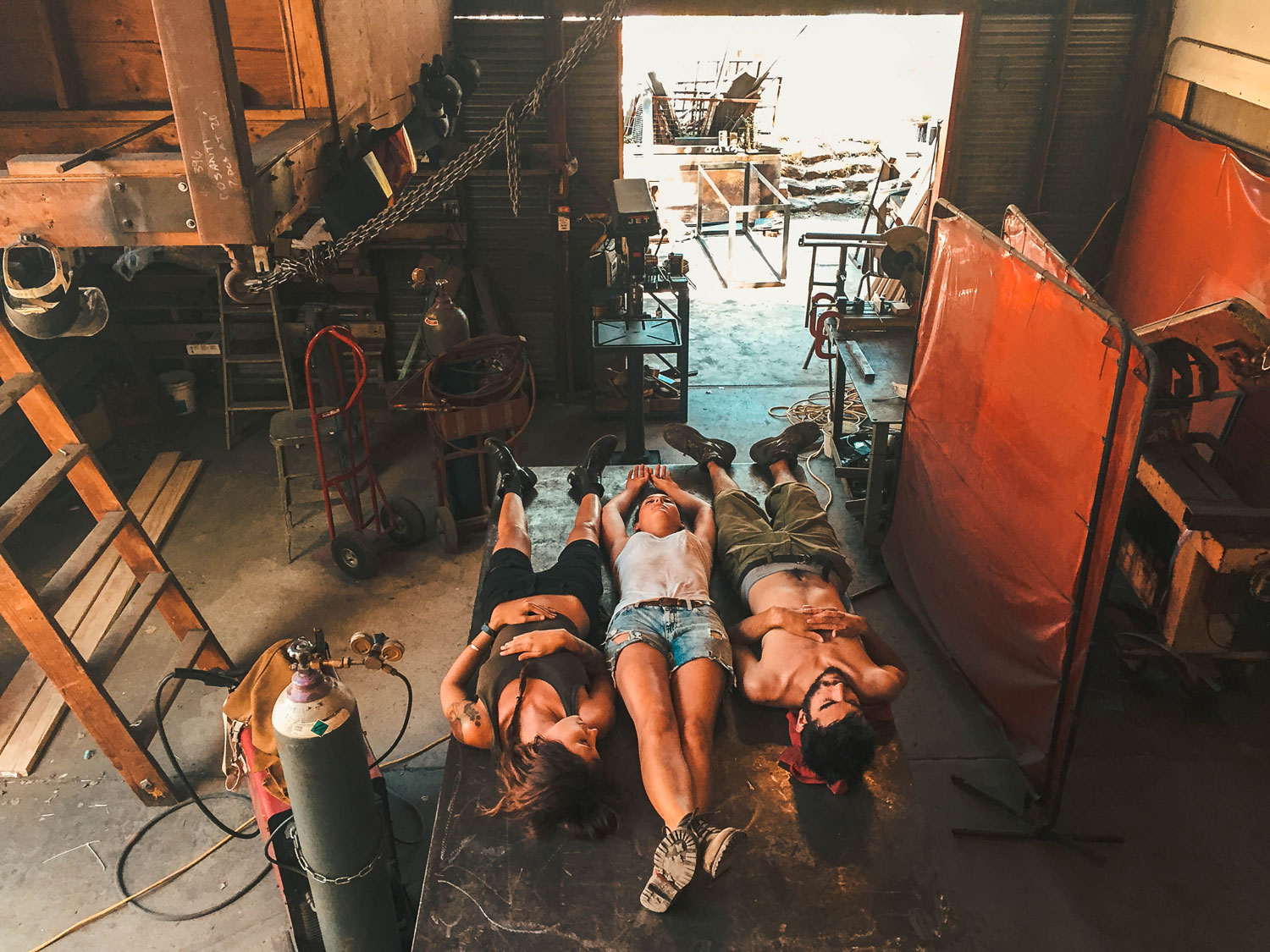 Nap time in the welding studio 